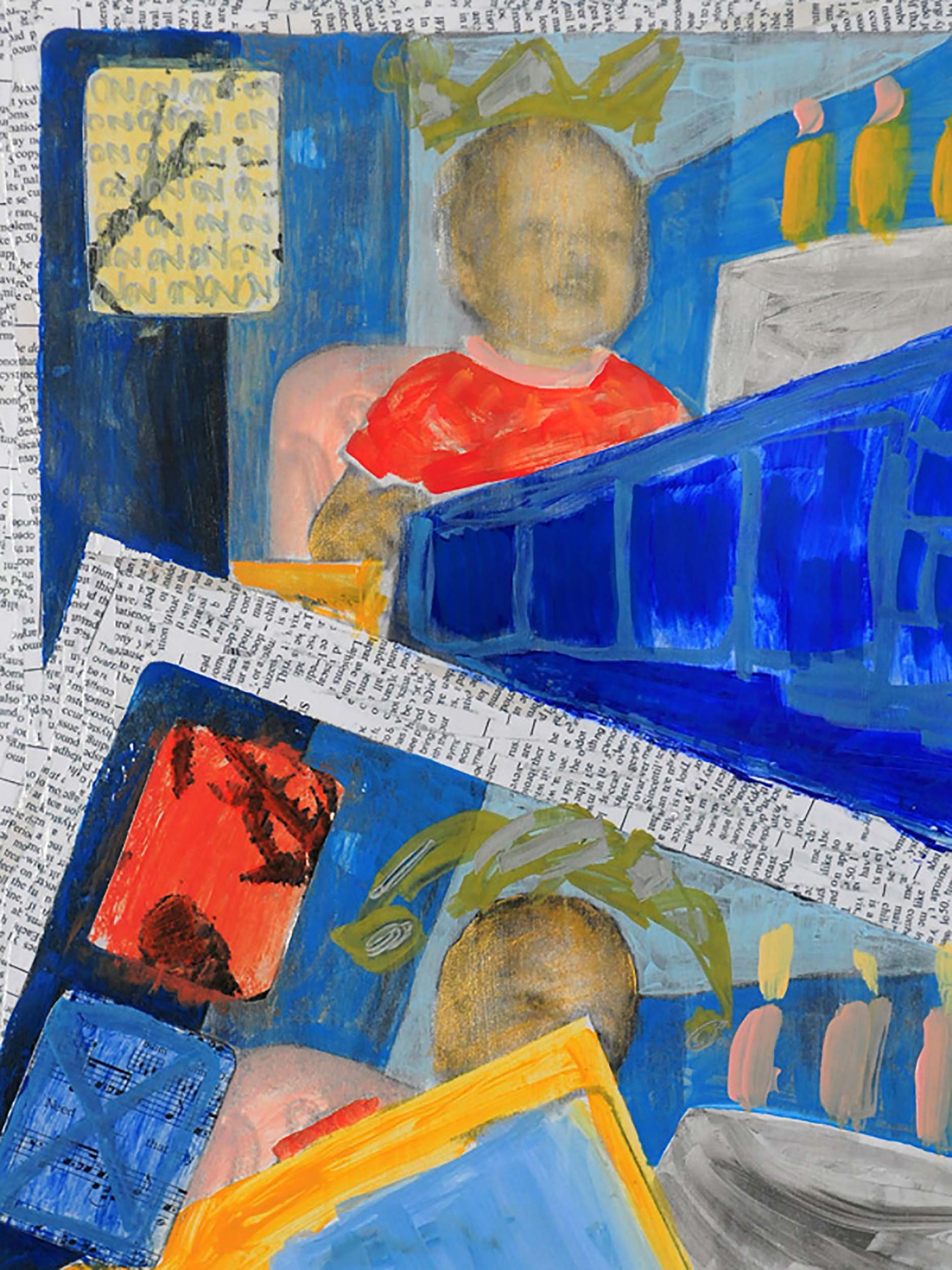  Birthday II , Acrylic and shredded paper collage on inkjet print, 14 x 11 inches, 2011