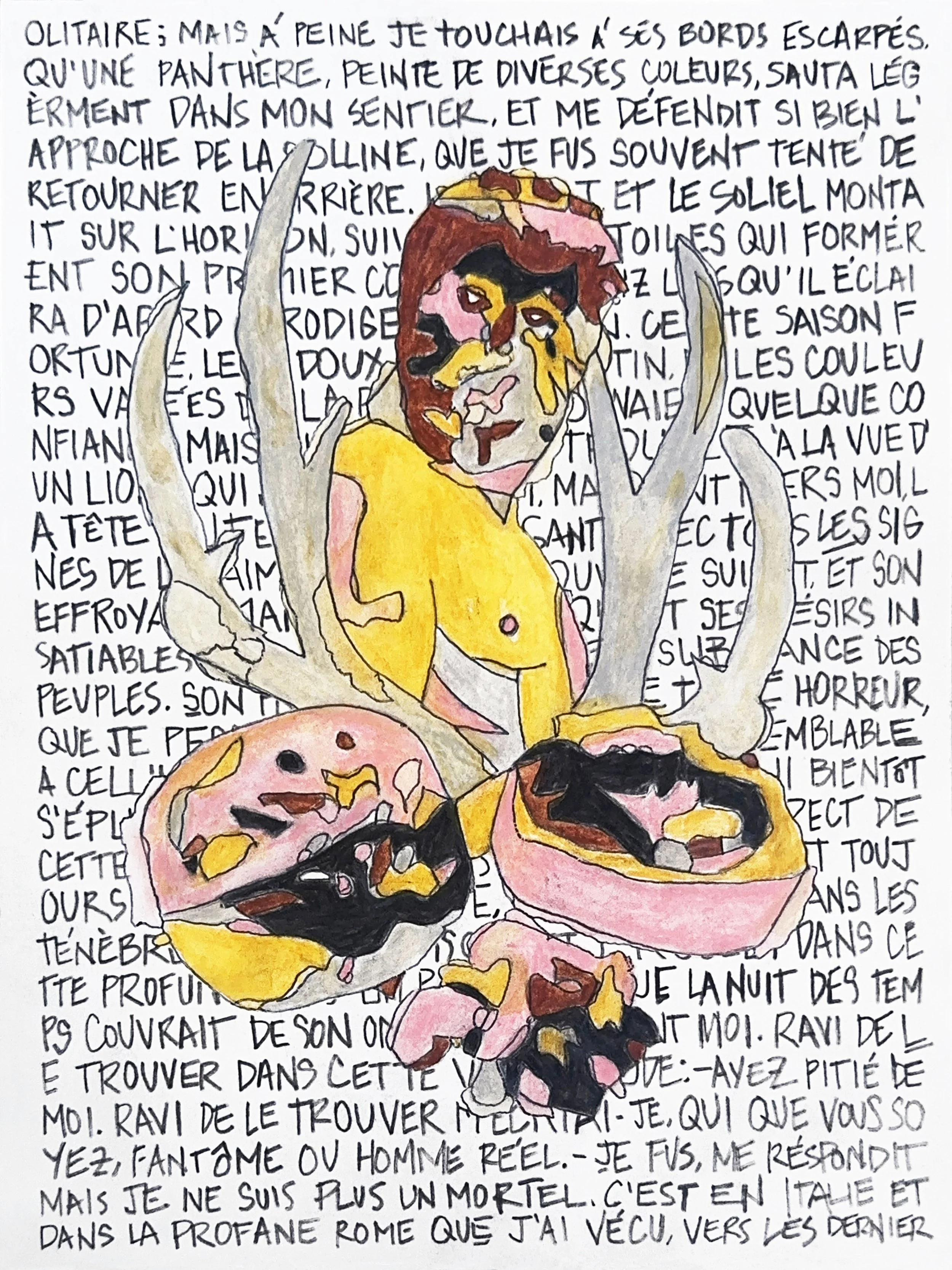  Dante's Inferno (Moulin à Nef) No. 1 , Watercolor pencil and charcoal on paper, 12x9 inches, 2024