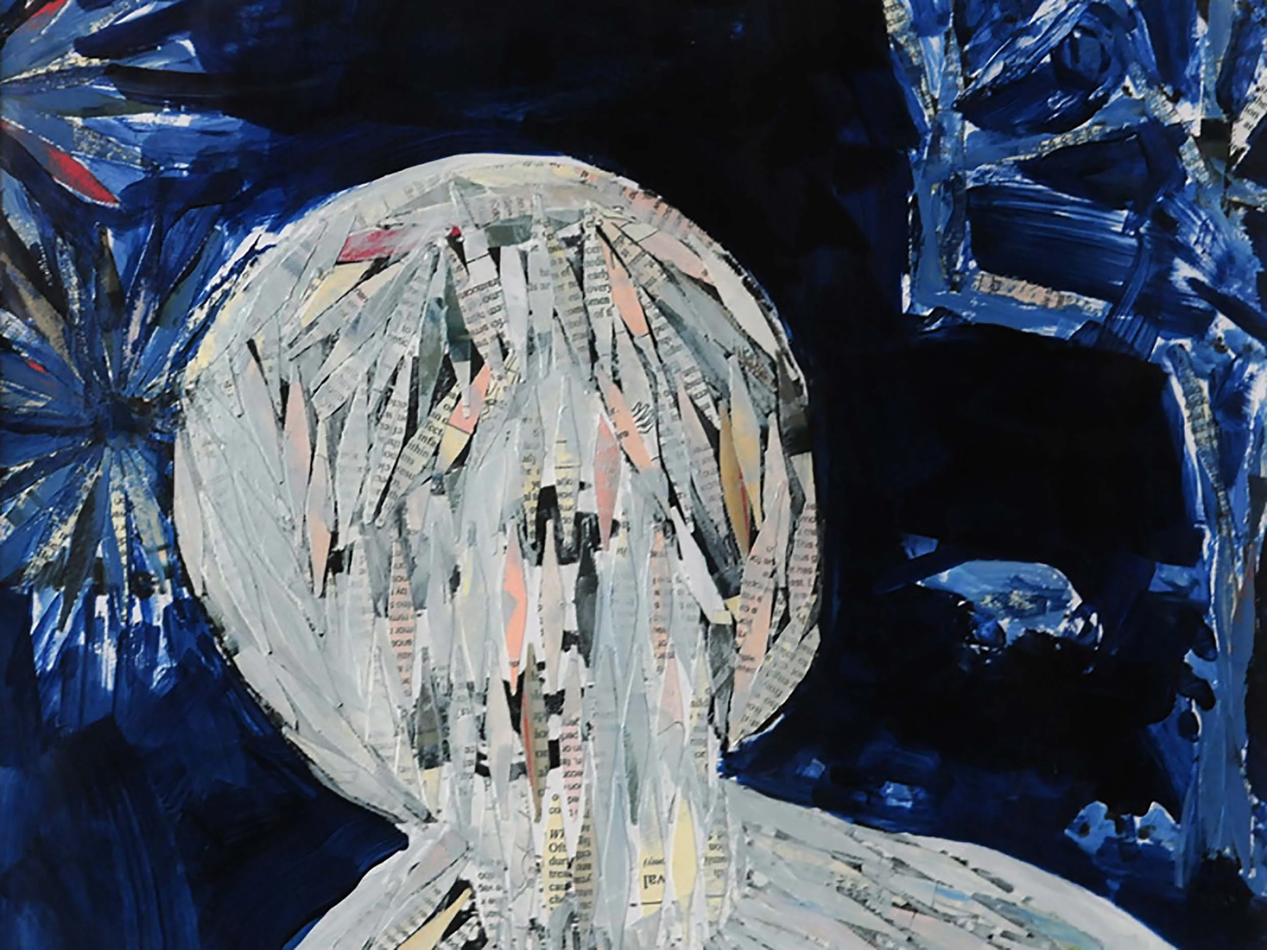  Solace In Isolation , Acrylic and shredded paper collage on inkjet print, 11 x 14 inches, 2011