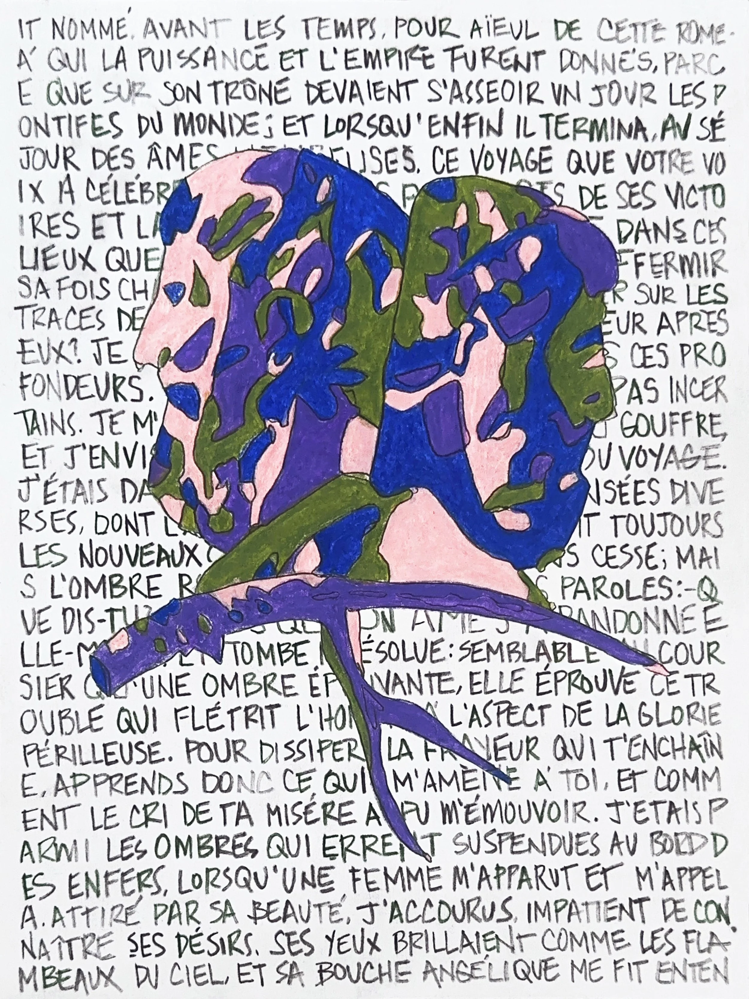  Dante's Inferno (Moulin à Nef) No. 5 , Watercolor pencil and charcoal on paper, 12x9 inches, 2024