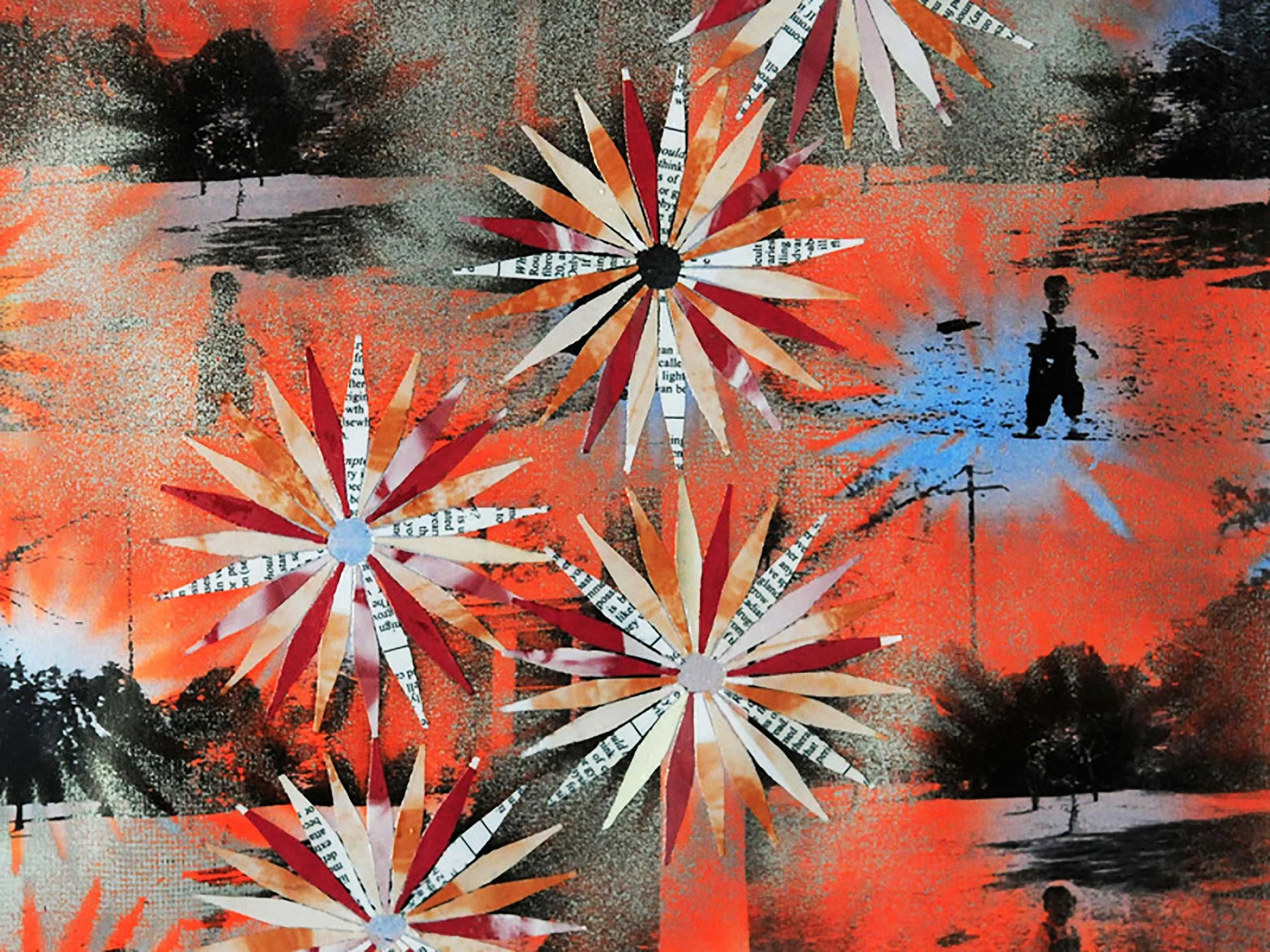  Unknown, Undone , Acrylic and shredded paper collage on inkjet print, 11 x 14 inches, 2011