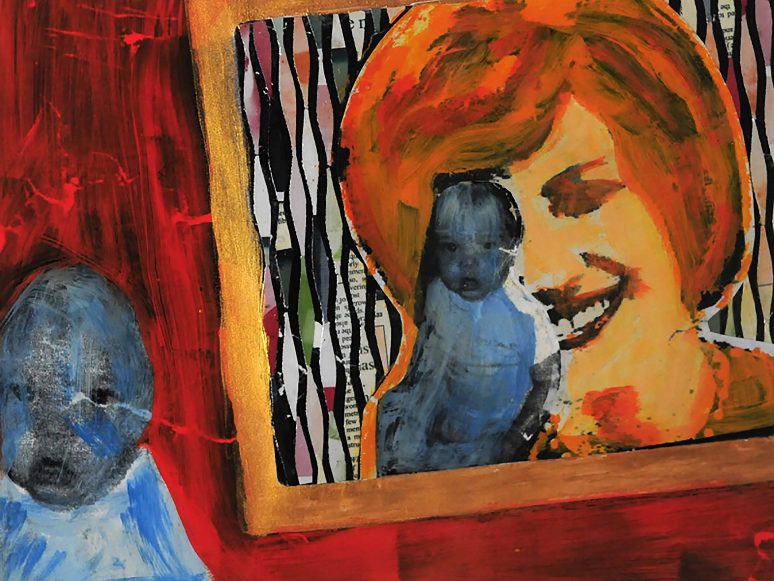  Eyewitness , Acrylic and shredded paper collage on inkjet print, 11 x 14 inches, 2011