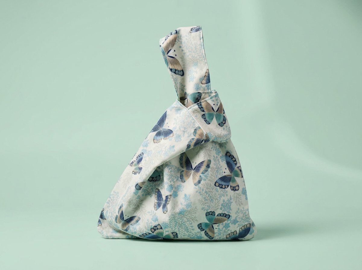 Blue Butterfly Japanese Knot Bag Medium