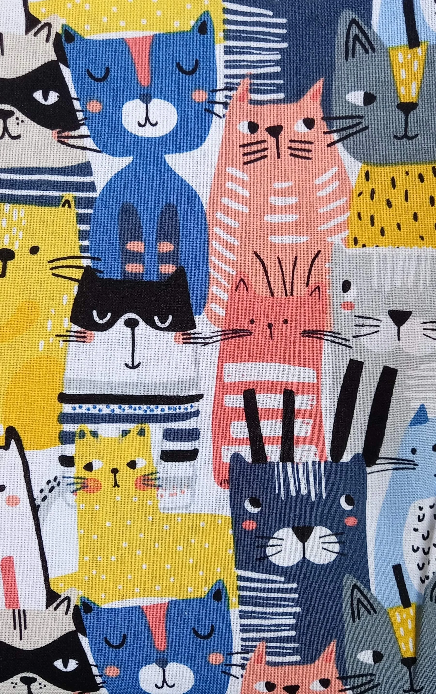 Cats and Dogs Reversible Japanese Knot Bag Close Up Cats