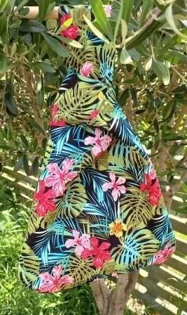 Tropical Flowers and Parrots Japanese Knot Bag