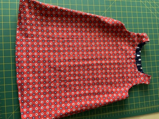 Navy White Flowers on Red Background Childrens Dress.jpeg