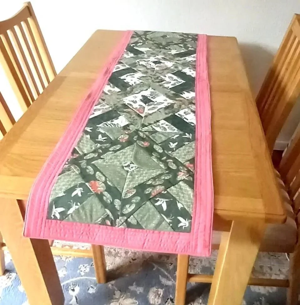 Coral & Green Patchwork Table Runner.jpg