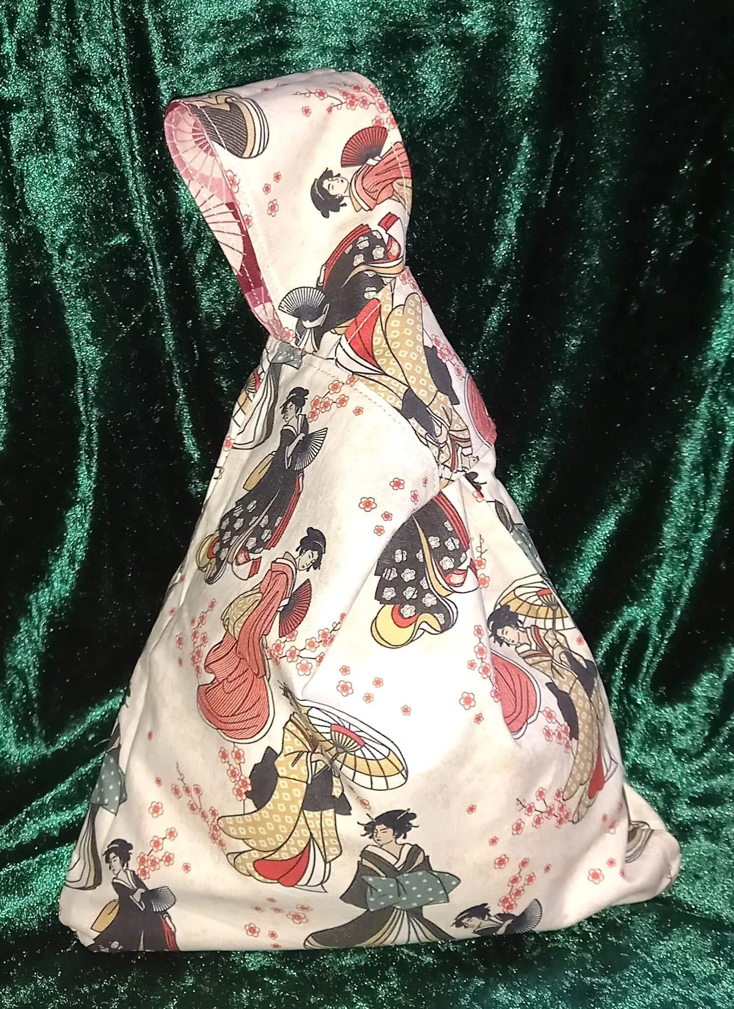 Geisha and Parasol Japanese Knot Bag Small