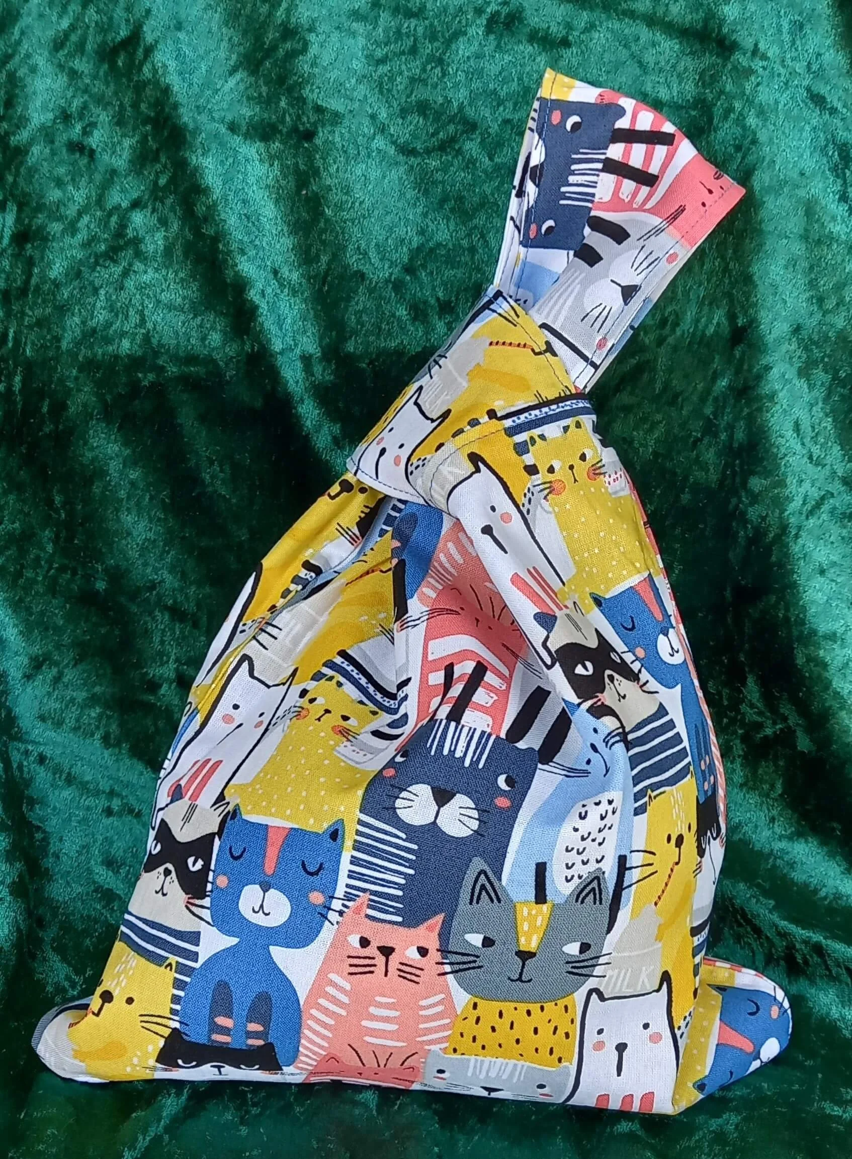 Cats and Dogs Reversible Japanese Knot Bag