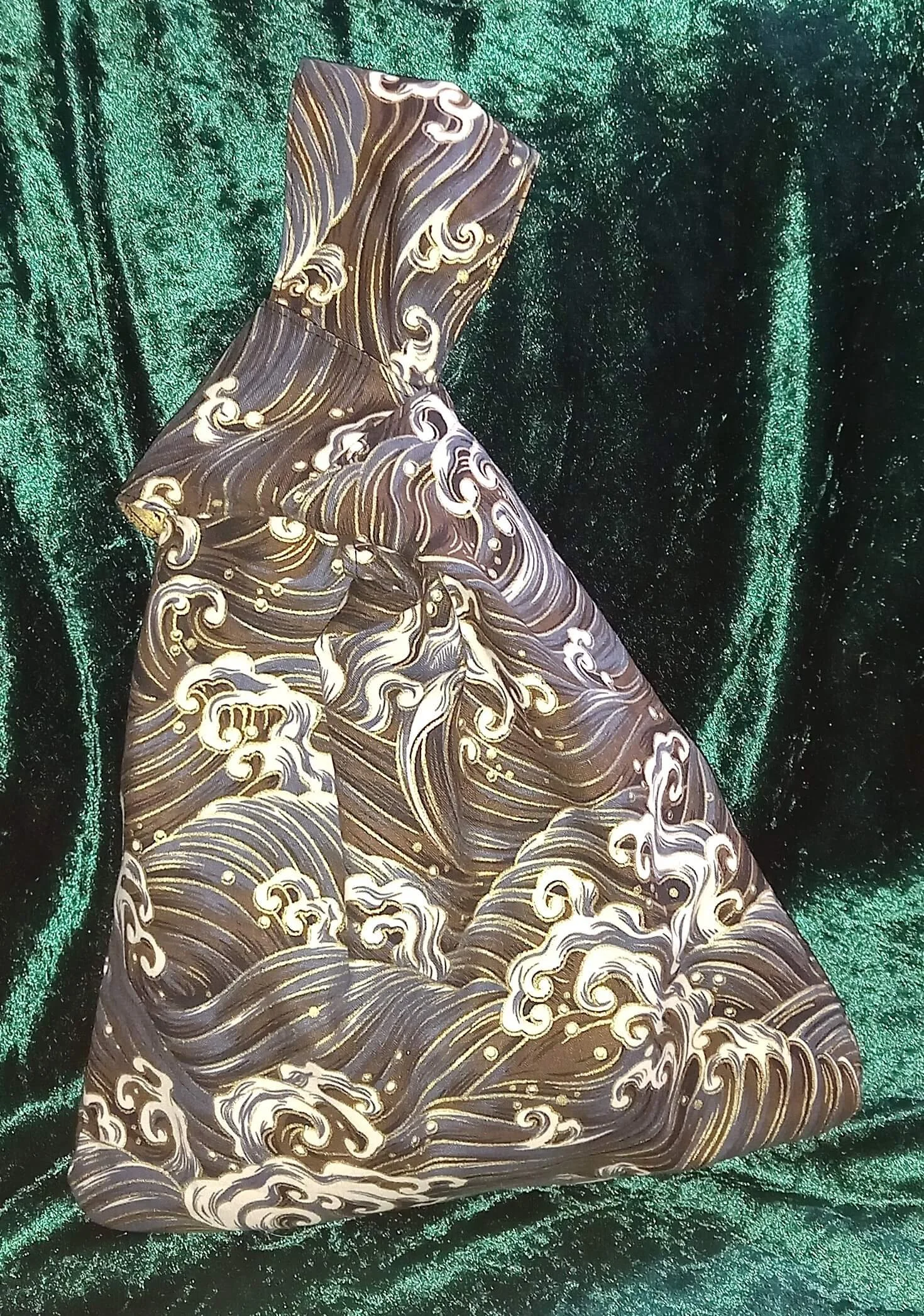 Black and Gold Japanese Knot Bag Medium