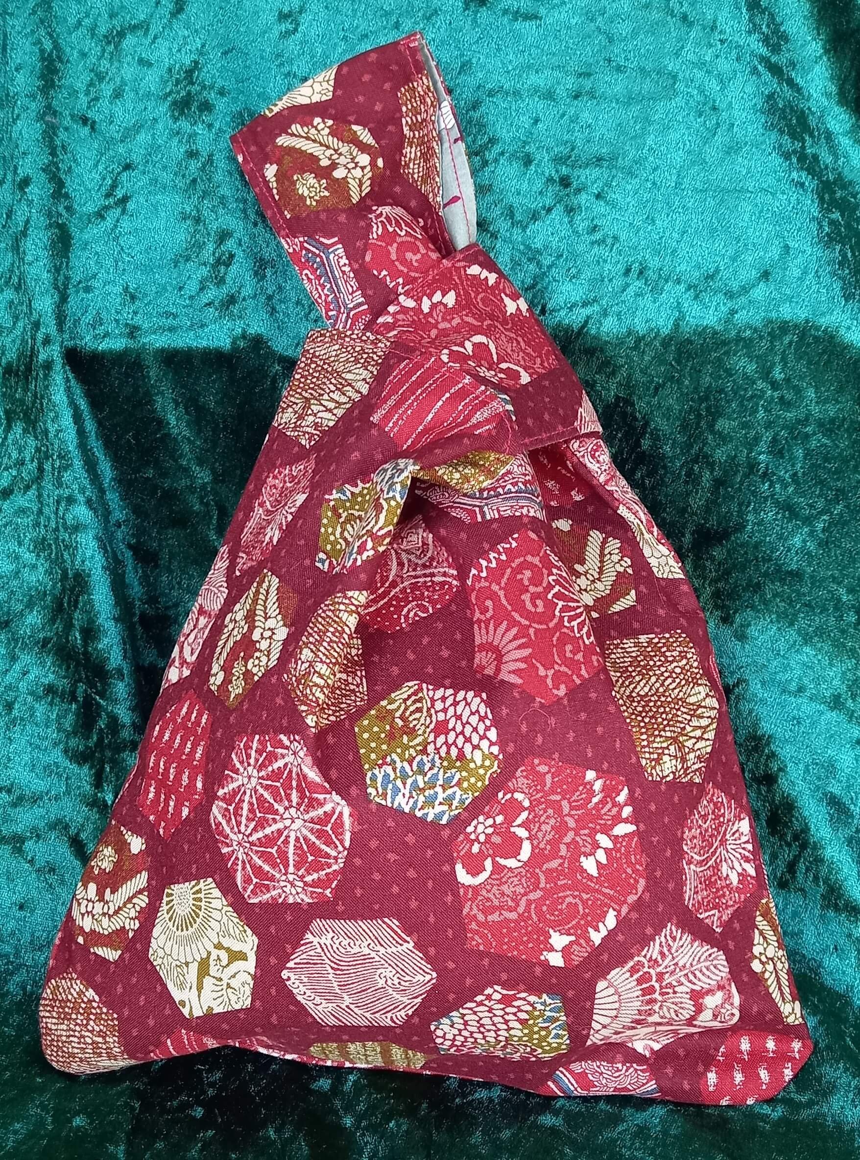 Cats and Hexagons Reversible Japanese Knot Bag