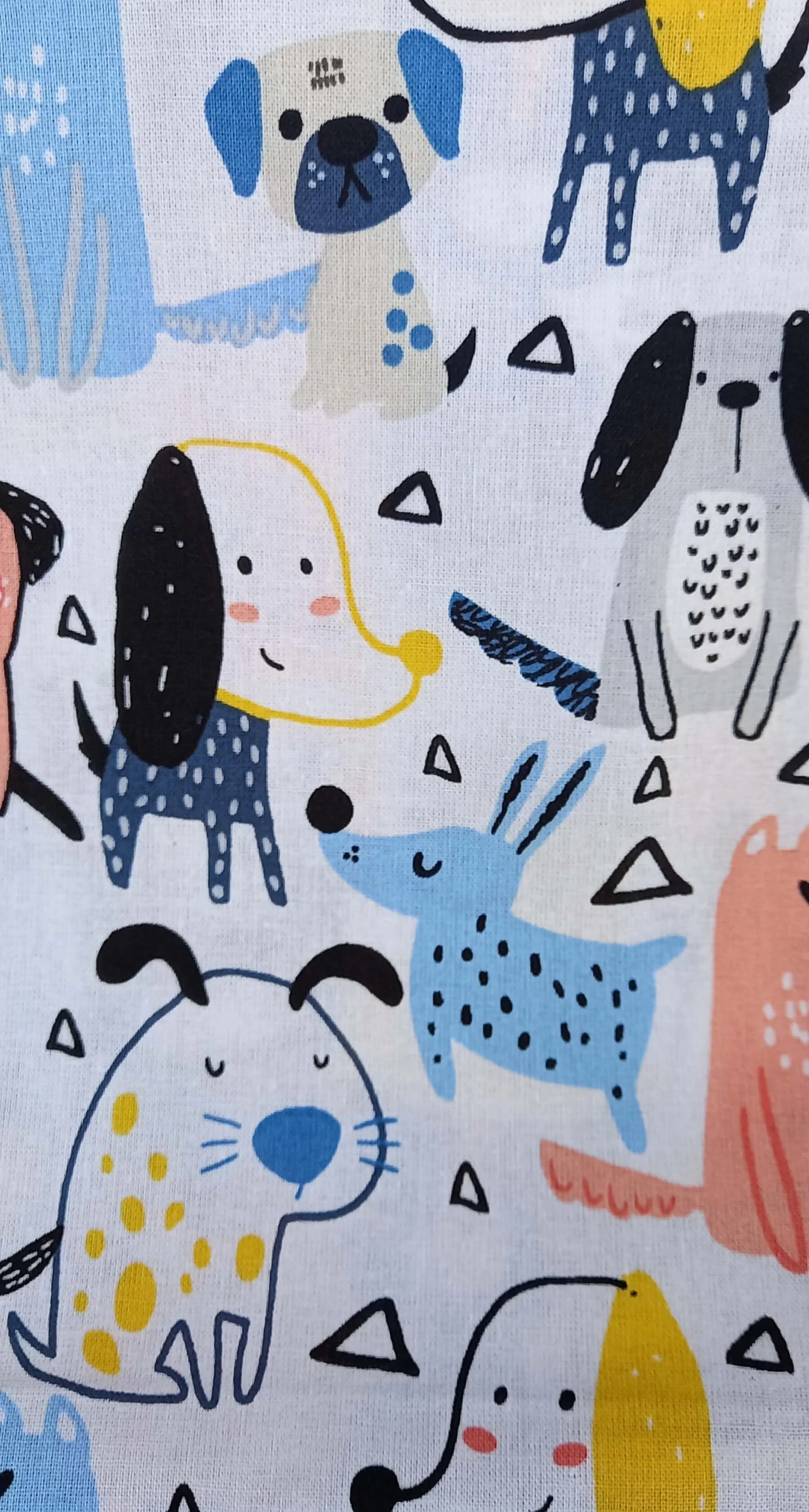 Cats and Dogs Reversible Japanese Knot Bag Dogs Close Up