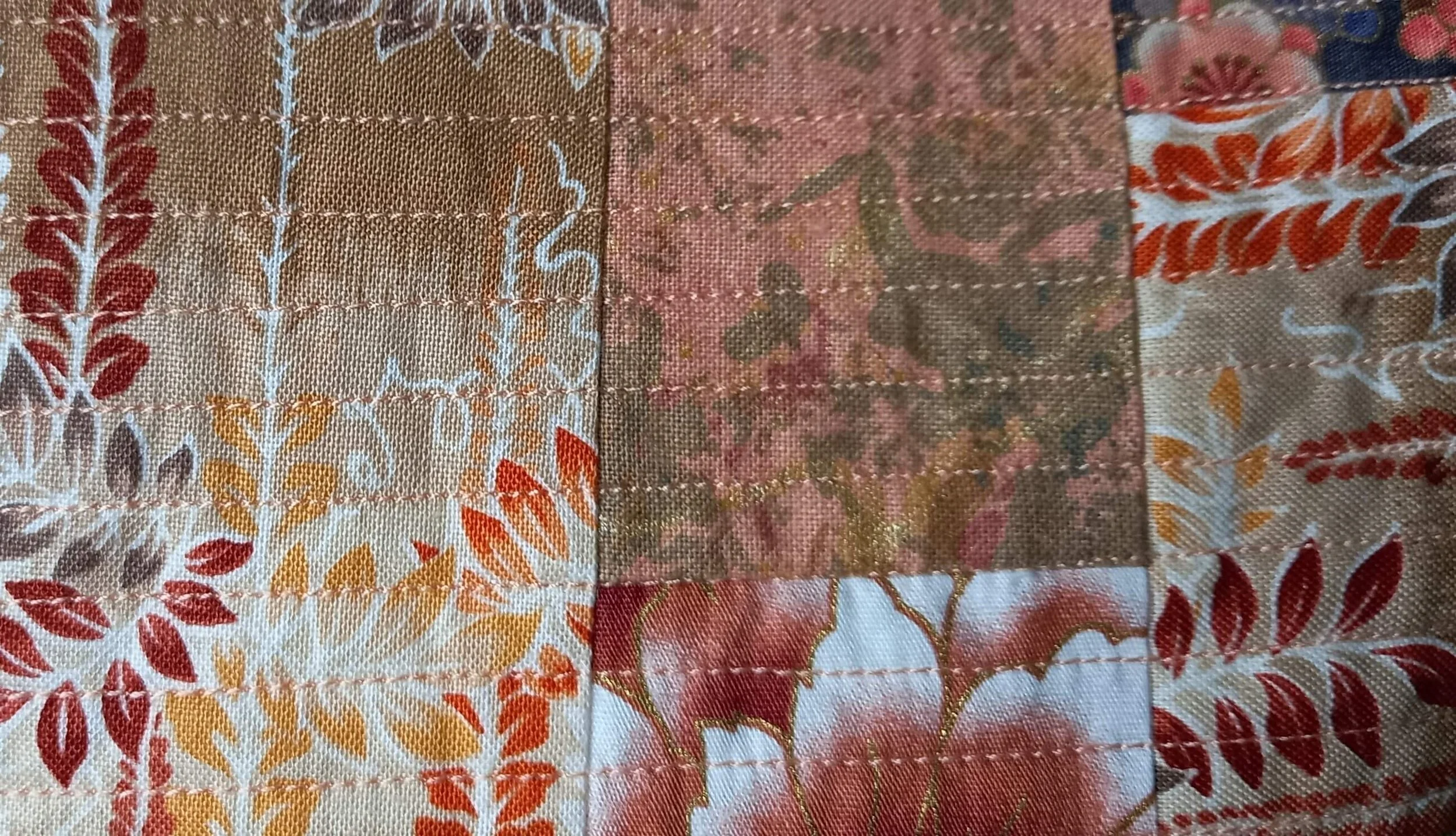 Japanese Patchwork Quilted Zip Bag Close Up