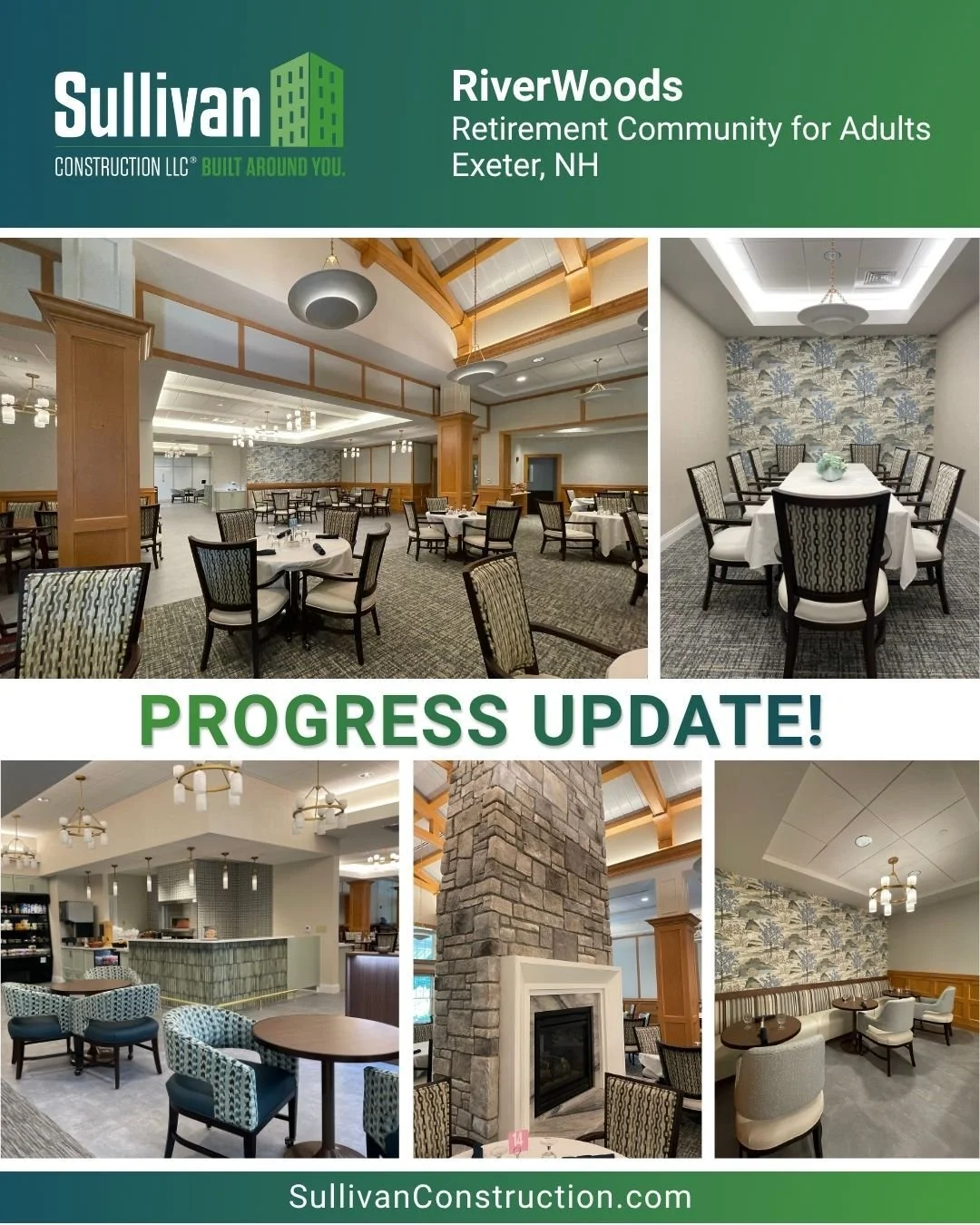 #ProgressUpdate | @riverwoodsexeter 

The dining room renovation at RiverWoods in Exeter is nearing completion, and it&rsquo;s looking great!

From the updated dining areas to the new gathering spaces and finishes, it&rsquo;s exciting to see everythi