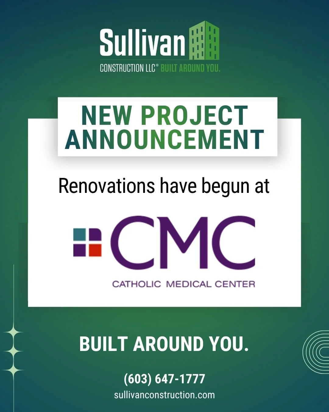 New Project Announcement | Healthcare Renovation Underway!

Sullivan Construction is putting their healthcare experience to work at the Catholic Medical Center in Manchester, NH. Renovations of the Compounding Pharmacy have recently begun - stay tune