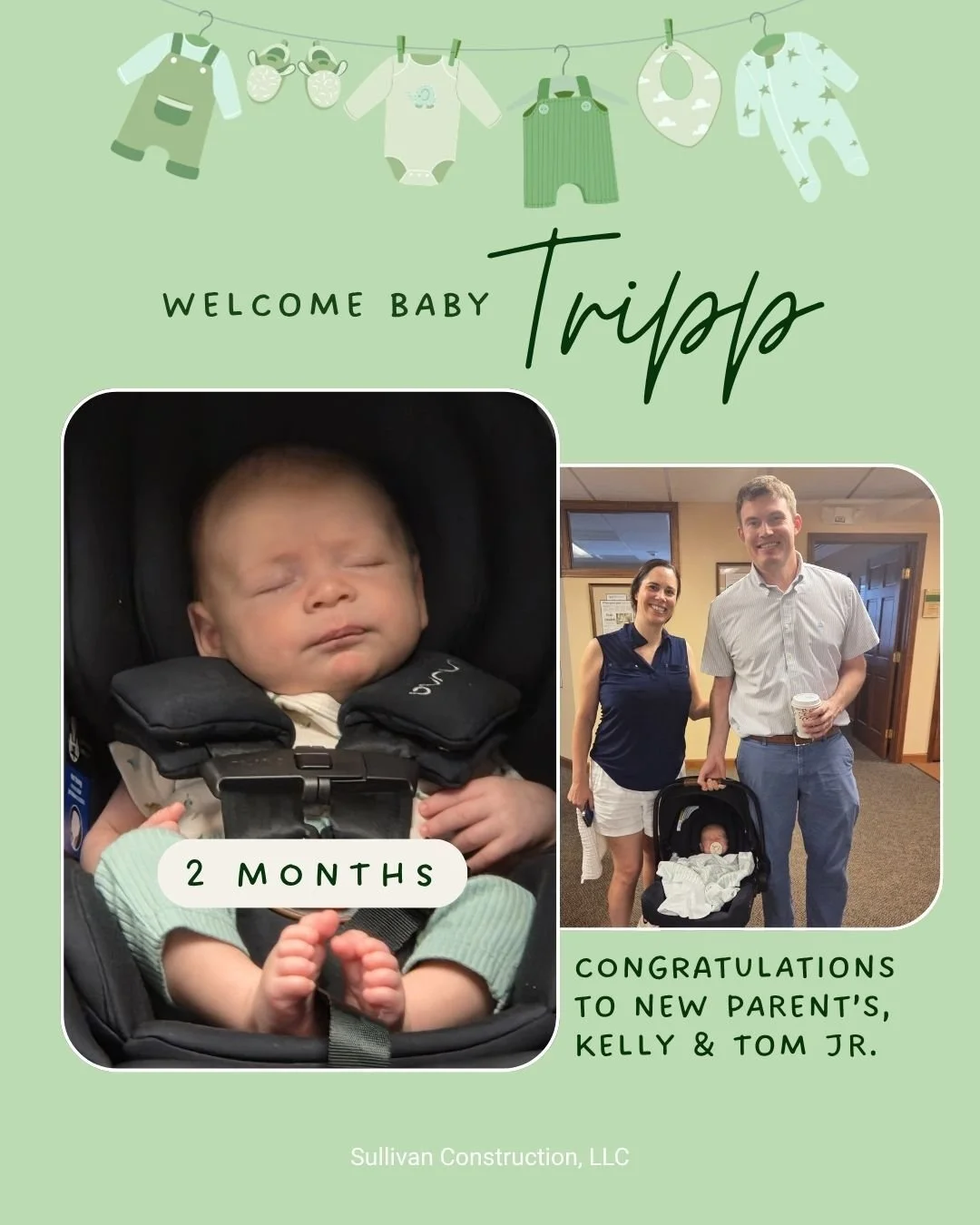 Meet Tripp! The newest member of the Sullivan family! 
Congratulations to Tom Jr. and Kelly!! 

#growingfamily #itsaboy