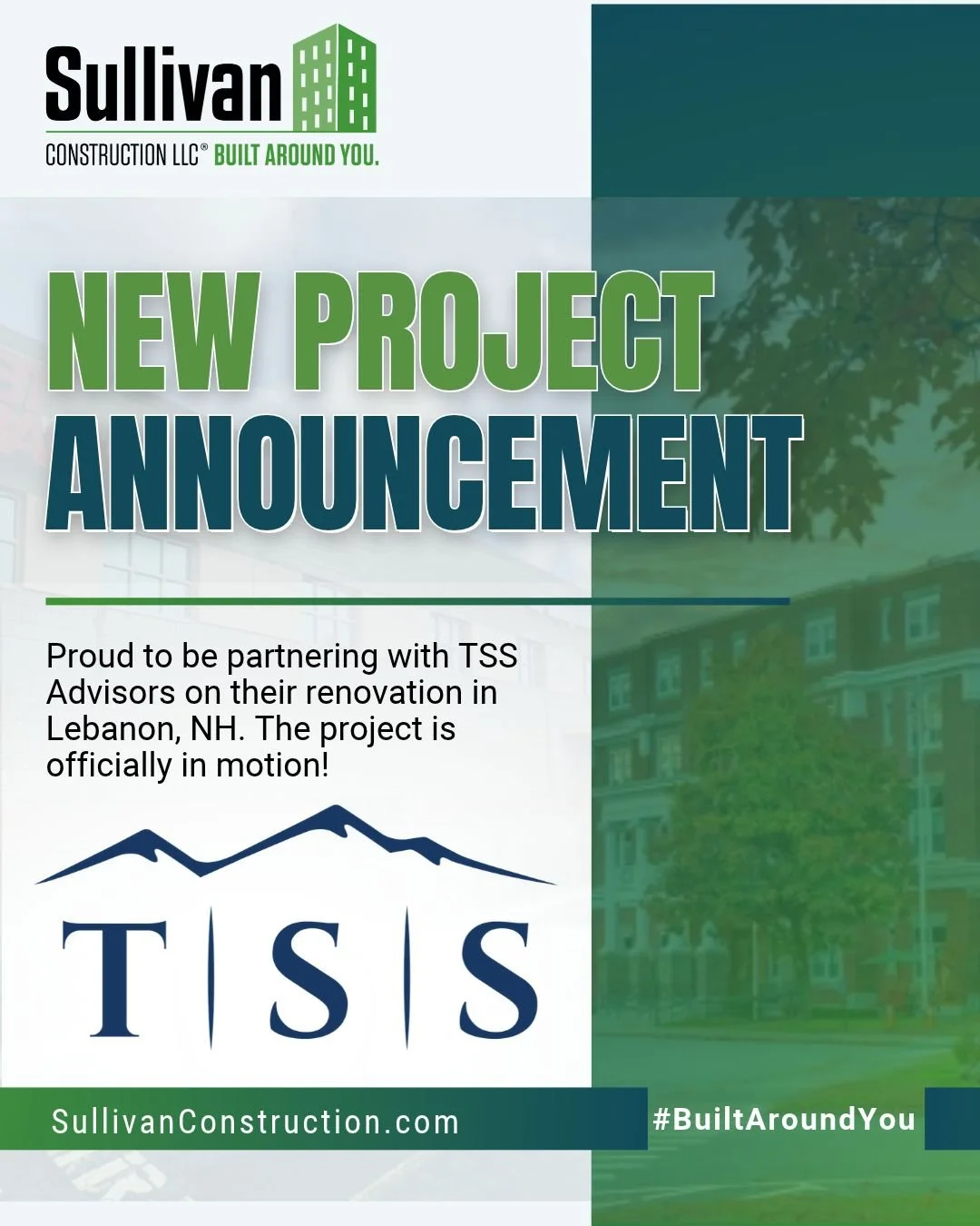 Our crew is on site and working hard in Lebanon, NH! We&rsquo;re grateful to TSS Advisors for trusting us with their renovation and can&rsquo;t wait to share progress along the way. Stay tuned! 

#BuiltAroundYou #LebanonNH #Renovation #CommercialCons