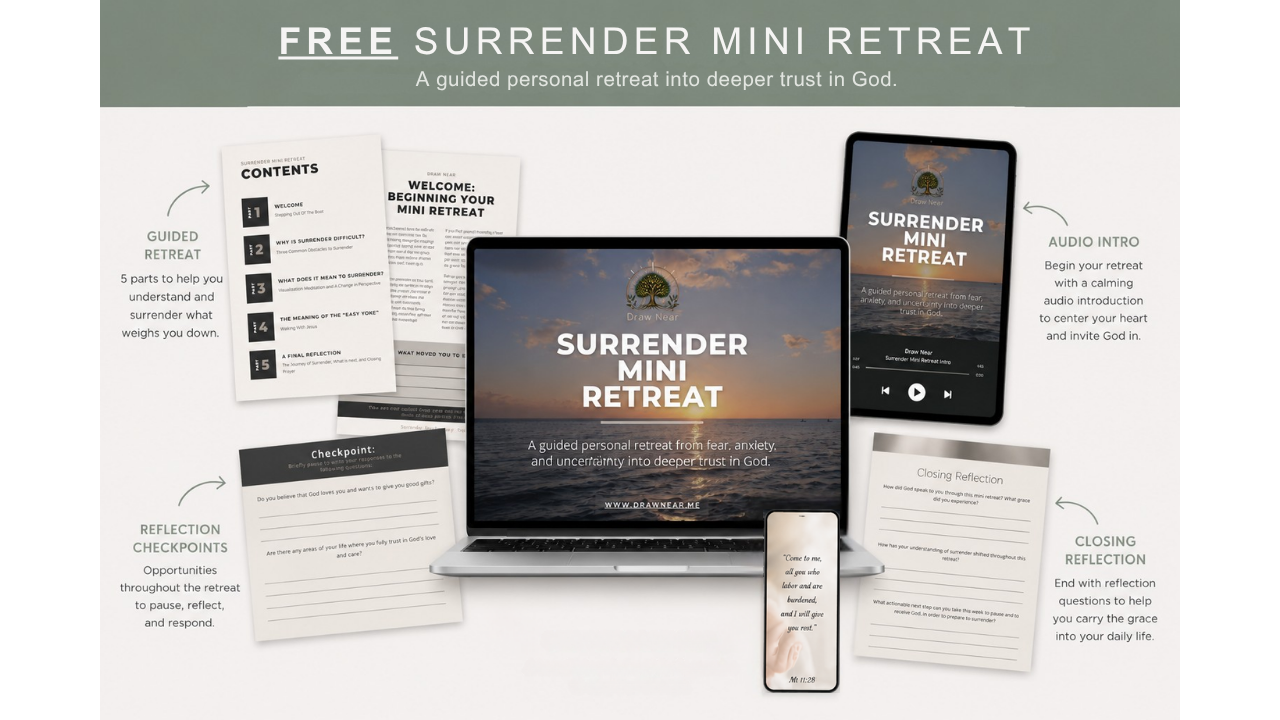 FREE! Your personal mini retreat designed to help you move from anxiety, uncertainty, and control into deeper trust and surrender to God. This can be done individually, or with a small group! CLICK FOR DETAILS