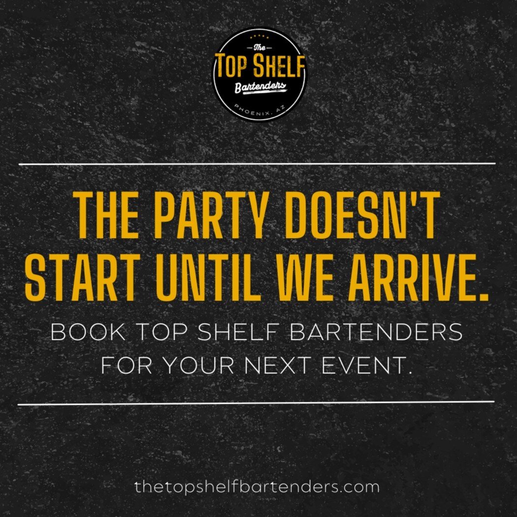 Give your next party the &quot;Top Shelf&quot; experience 🥂

We service corporate events, birthdays, weddings, any type of party you're having- we'll be there!

Our process is simple and easy ⬇️

Step 1️⃣ You need a bartender and choose the best in 
