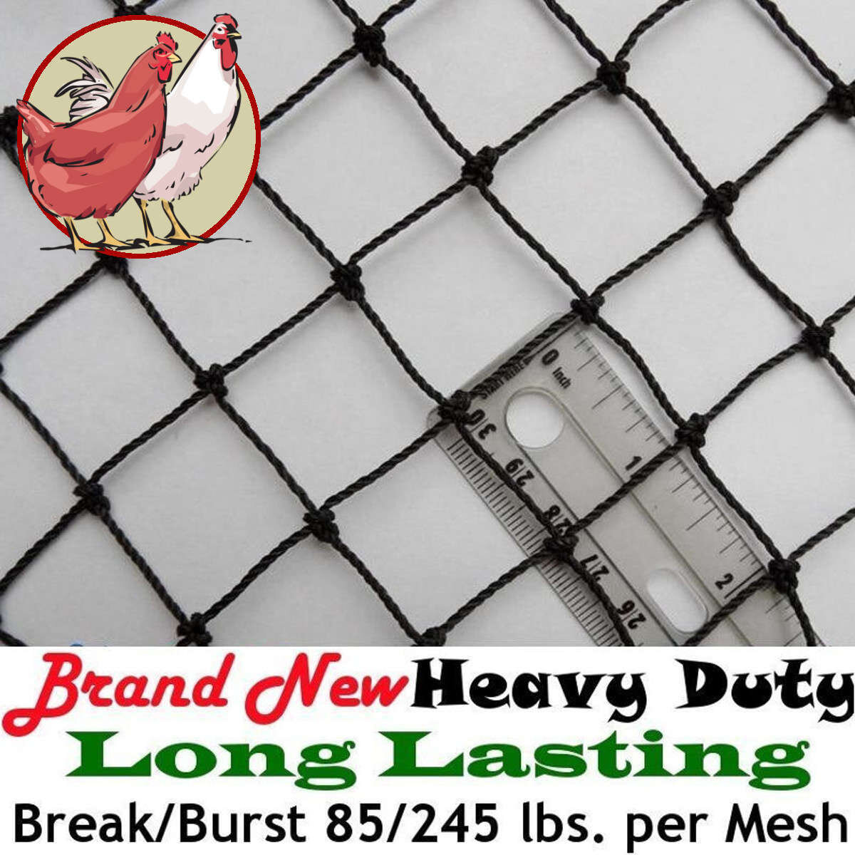 25' x 8' Game BirdNets Poultry Pen Netting Barrier Backstop 1"  #208 Nylon 