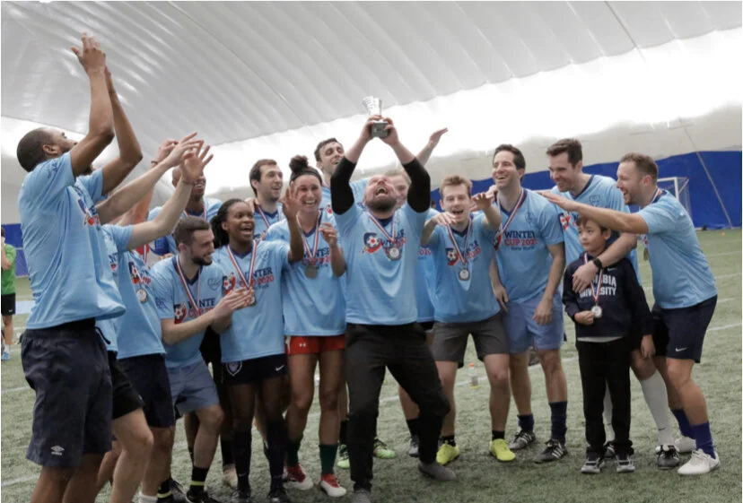 Columbia's Alumni Soccer Team and Blackstone Take Home Top Trophies at Winter Cup 2020!