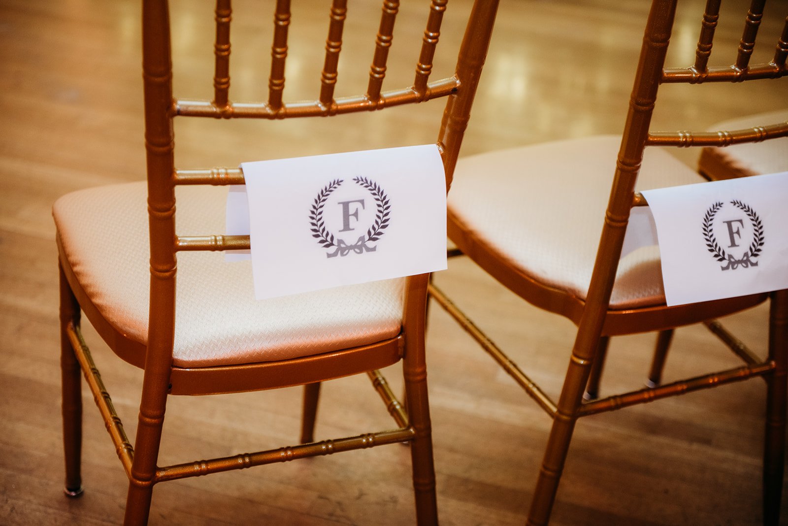 reserved signs on chairs for ceremony at the Franklin Plaza in Troy NY