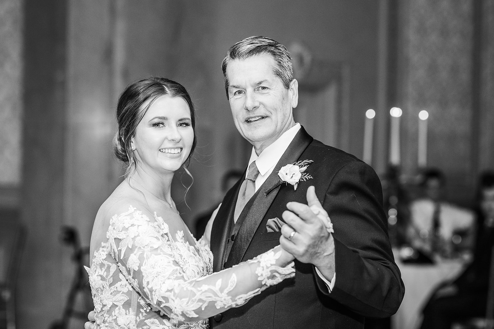 dad and bride dance during Troy NY wedding reception
