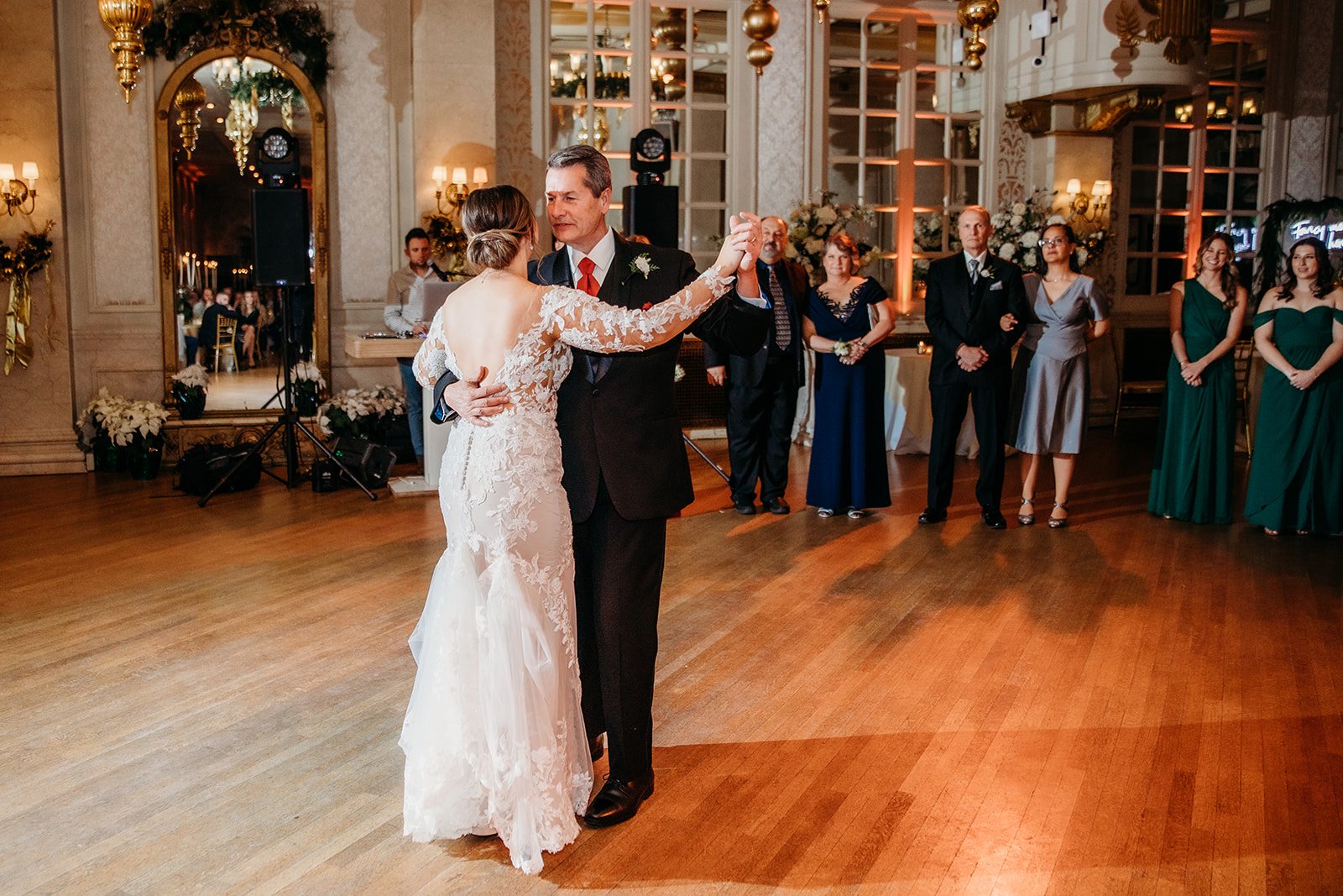 bride dances with dad during Troy NY wedding reception