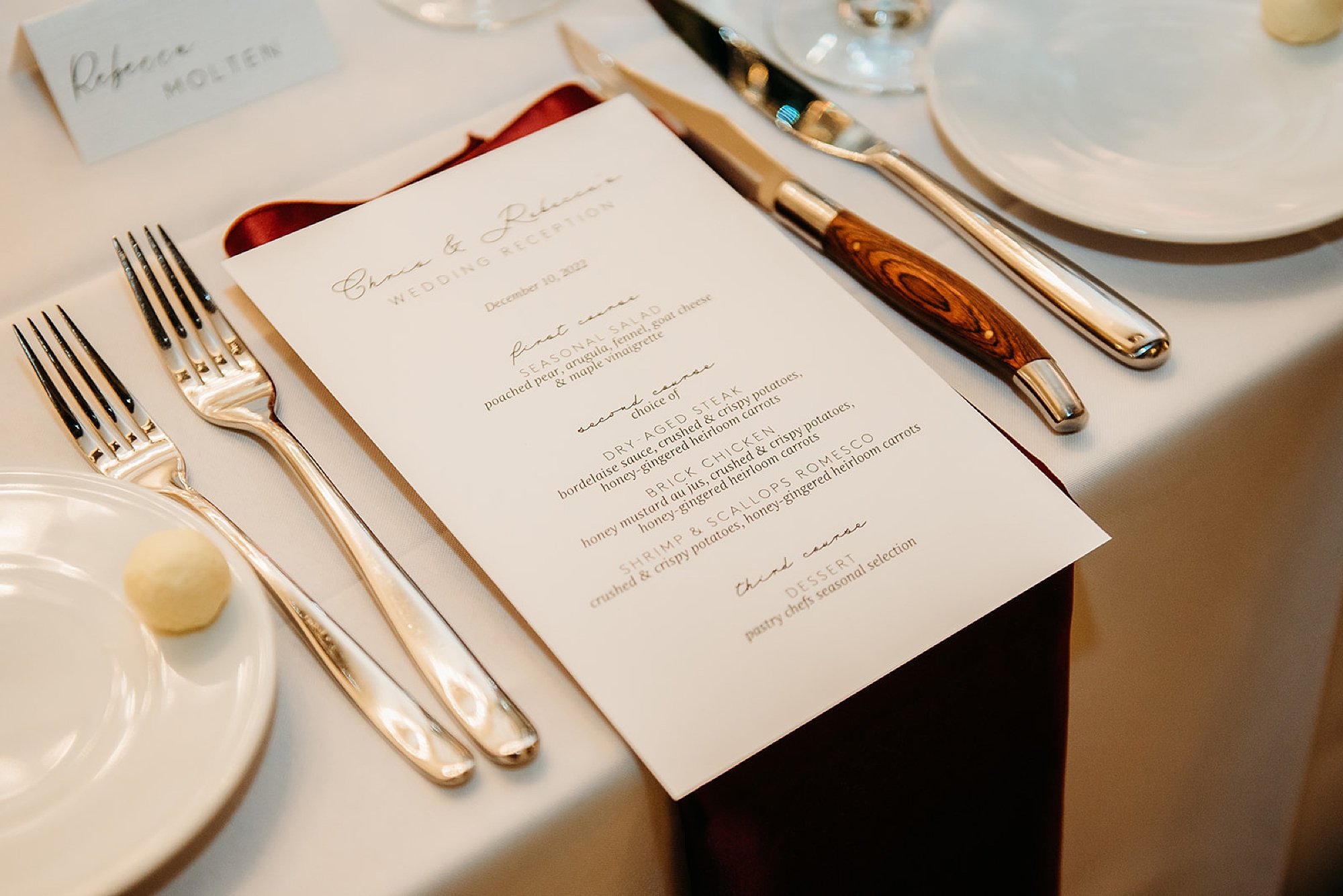 menu cards for reception in the atrium at The Adelphi Hotel