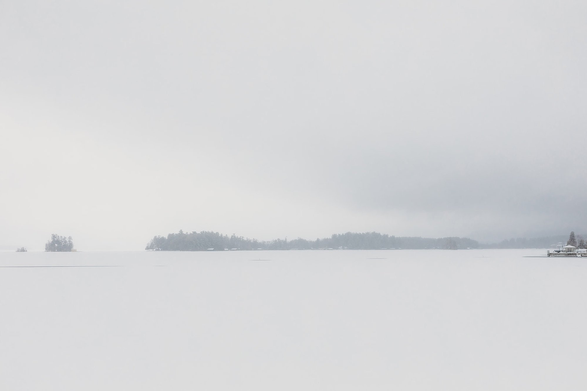 snowy day at Lake George in New York