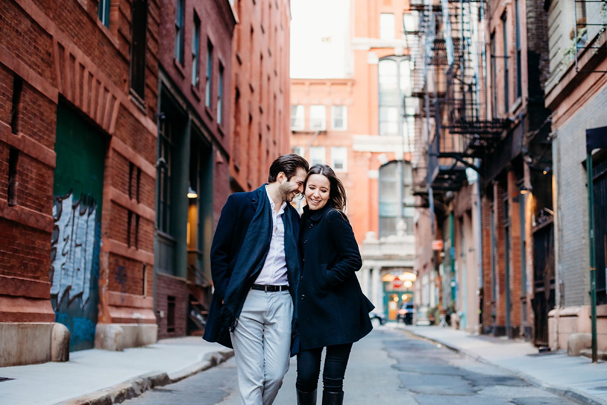 classic NYC engagement session in Tribeca NY