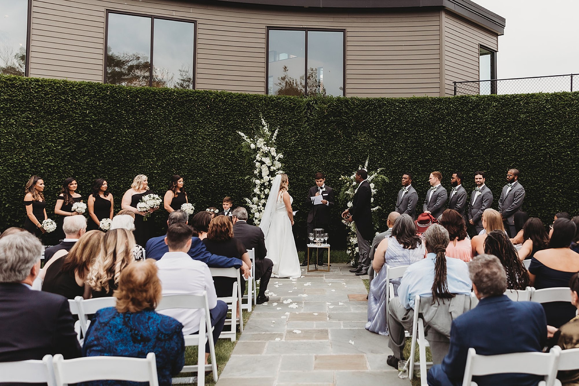 wedding ceremony in gardens at The Roadhouse in Beacon NY