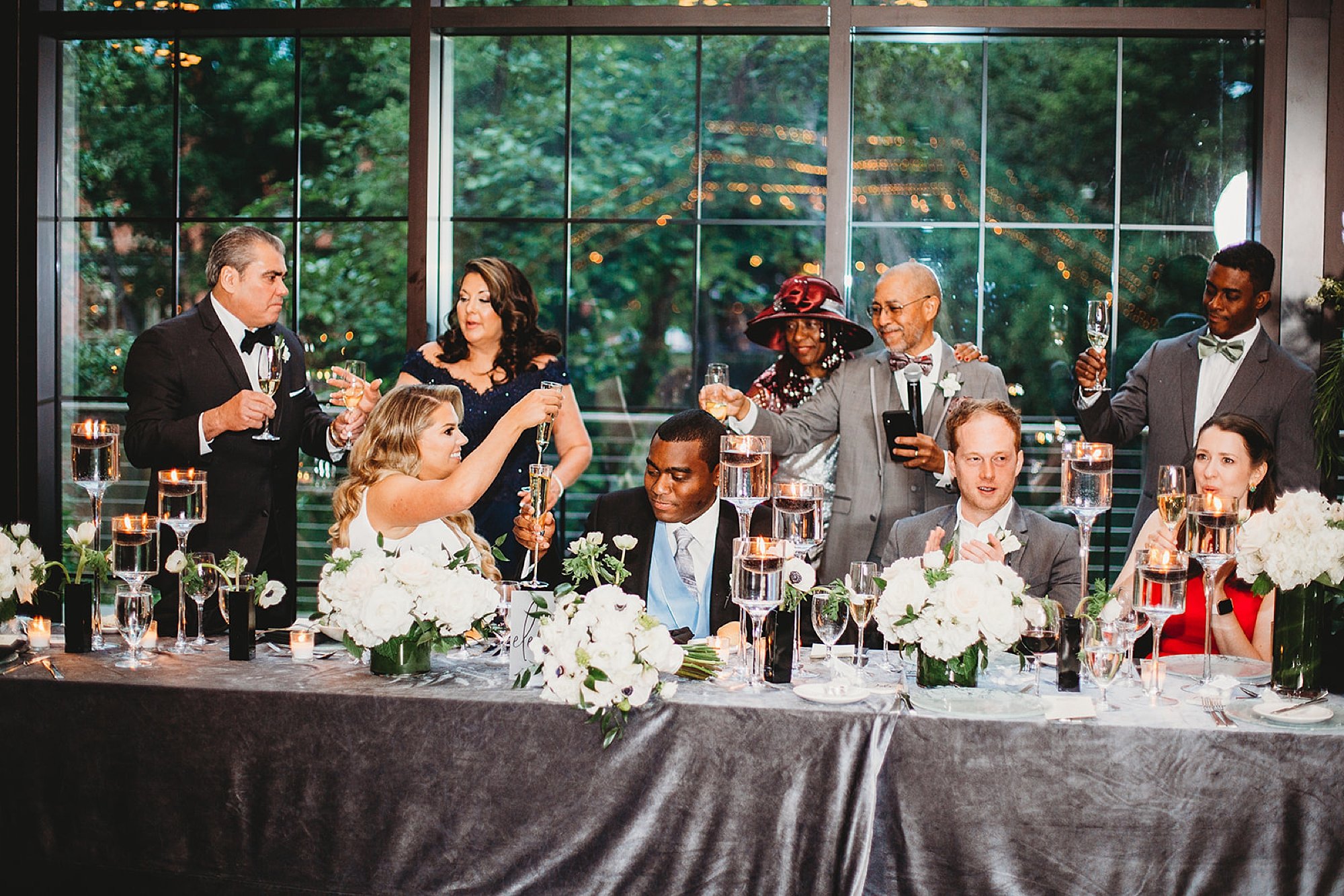 parents give toasts during Beacon NY wedding reception
