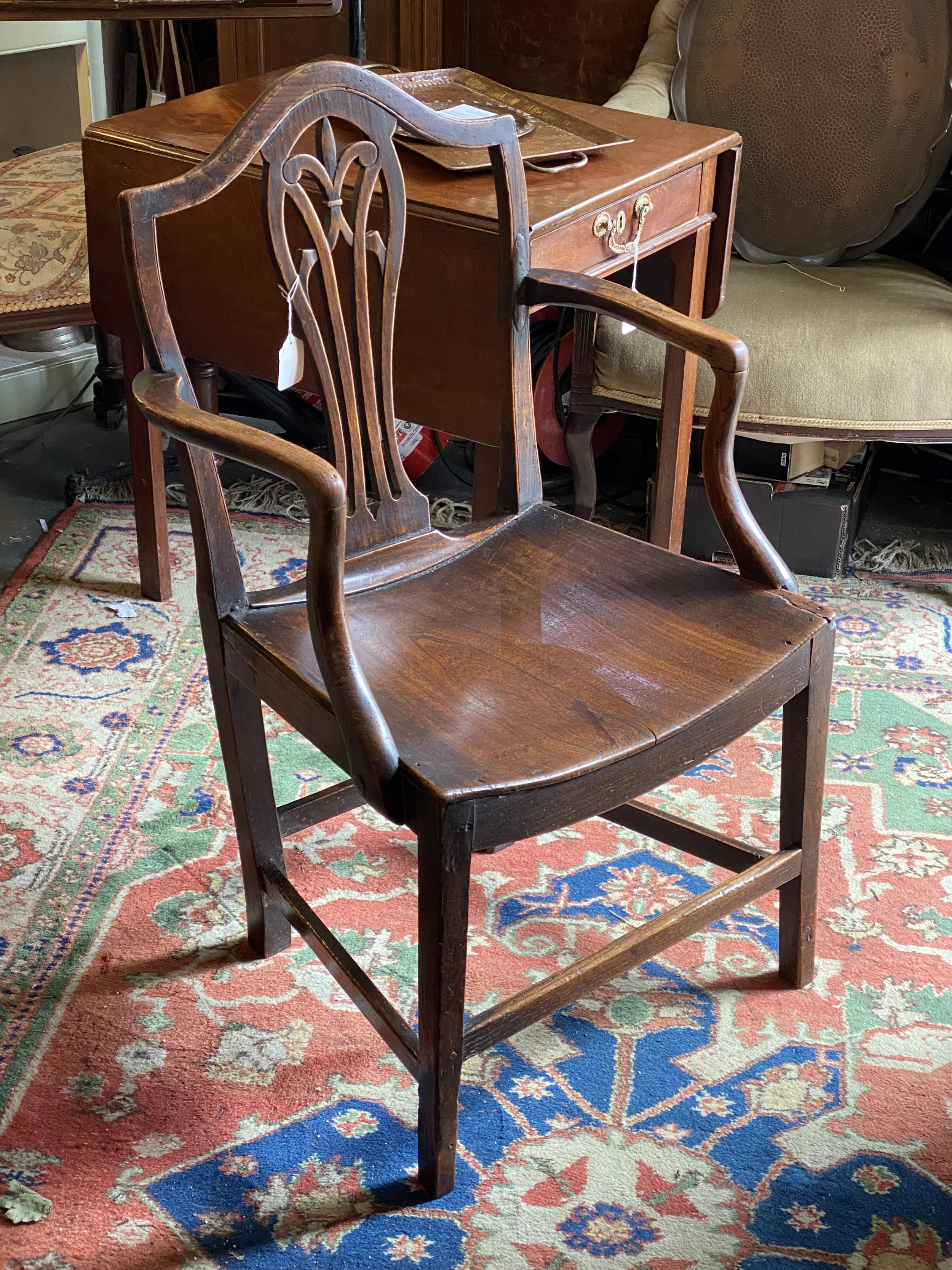 George 111 oak armchair in the style of Hepplewhite £150