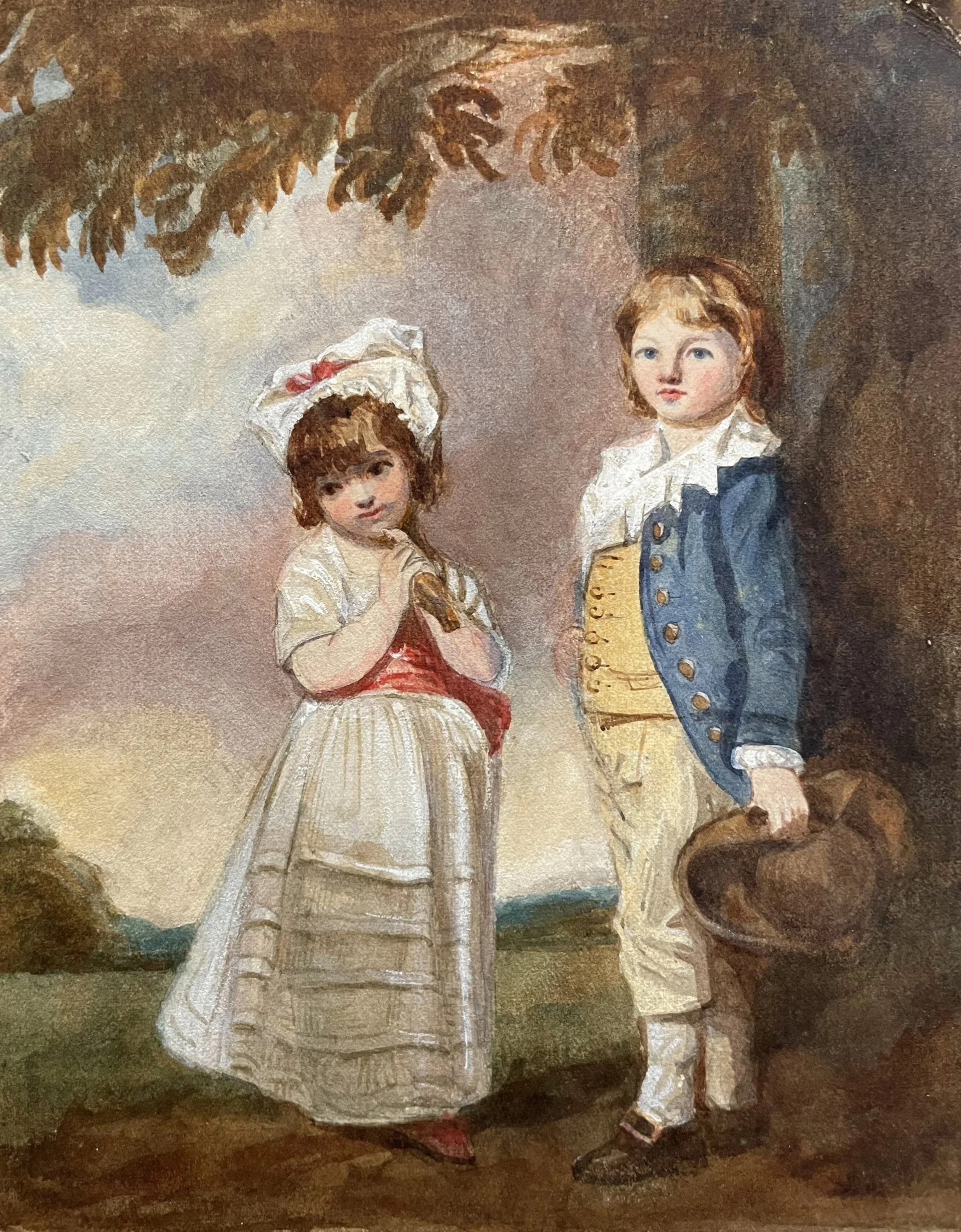 Early 19th C watercolour of the Stanley children after Romney