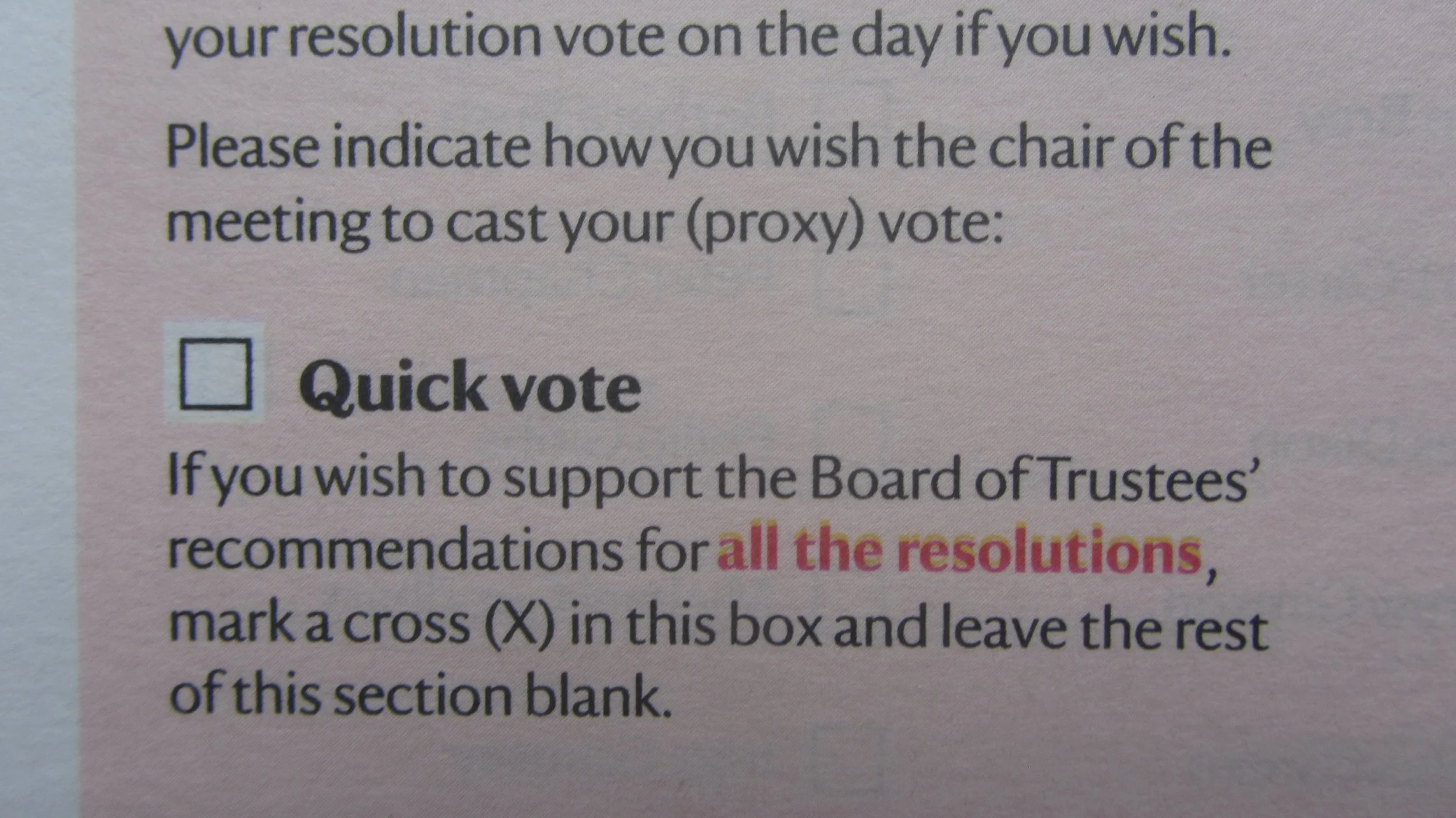 “The quick vote option is misleading and will lead to an unfair outcome.”