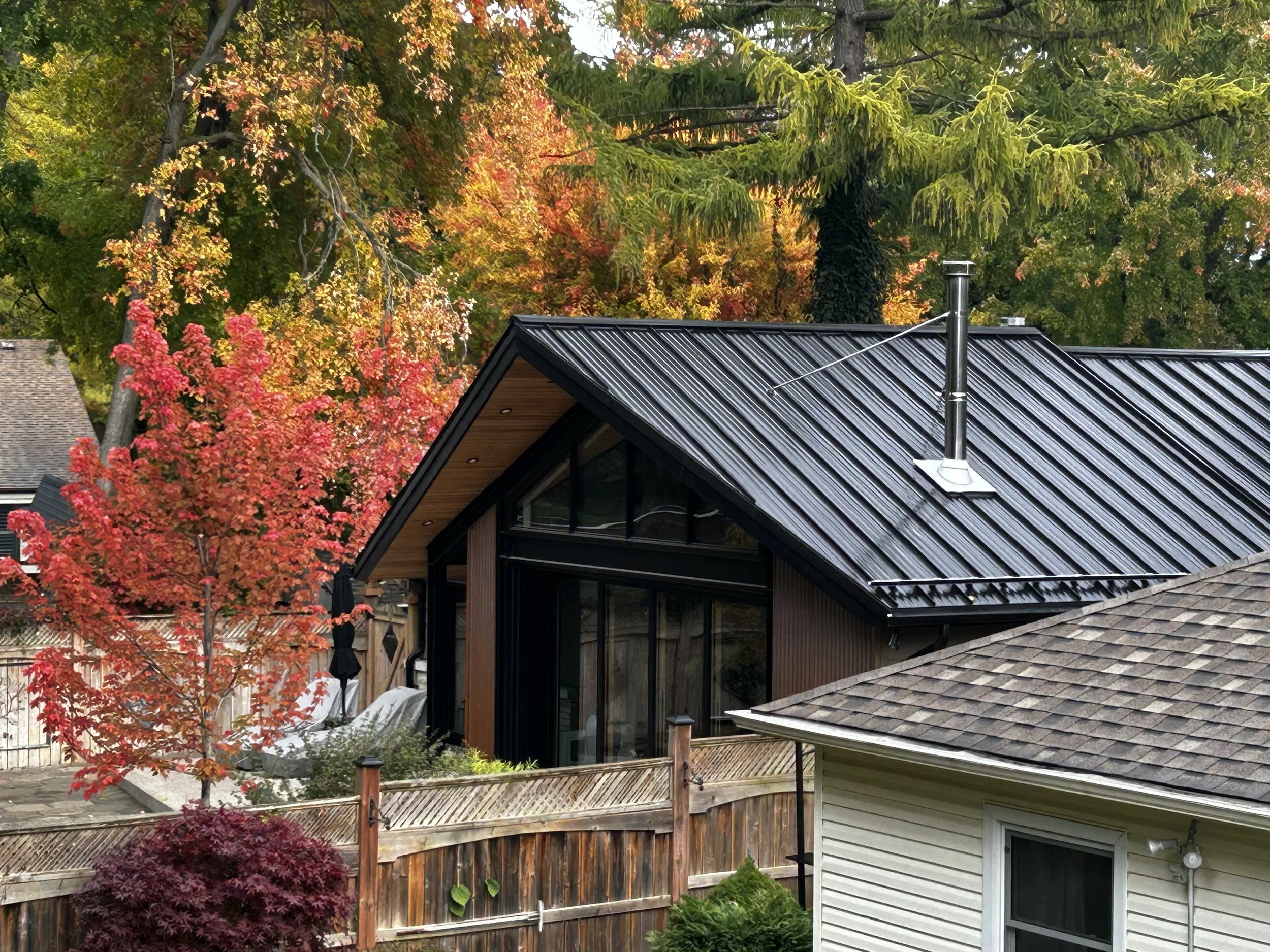 Standing Seam!  This home in Masonville got a new standing seam roof in 24ga steel and a textured Ebony finish. 