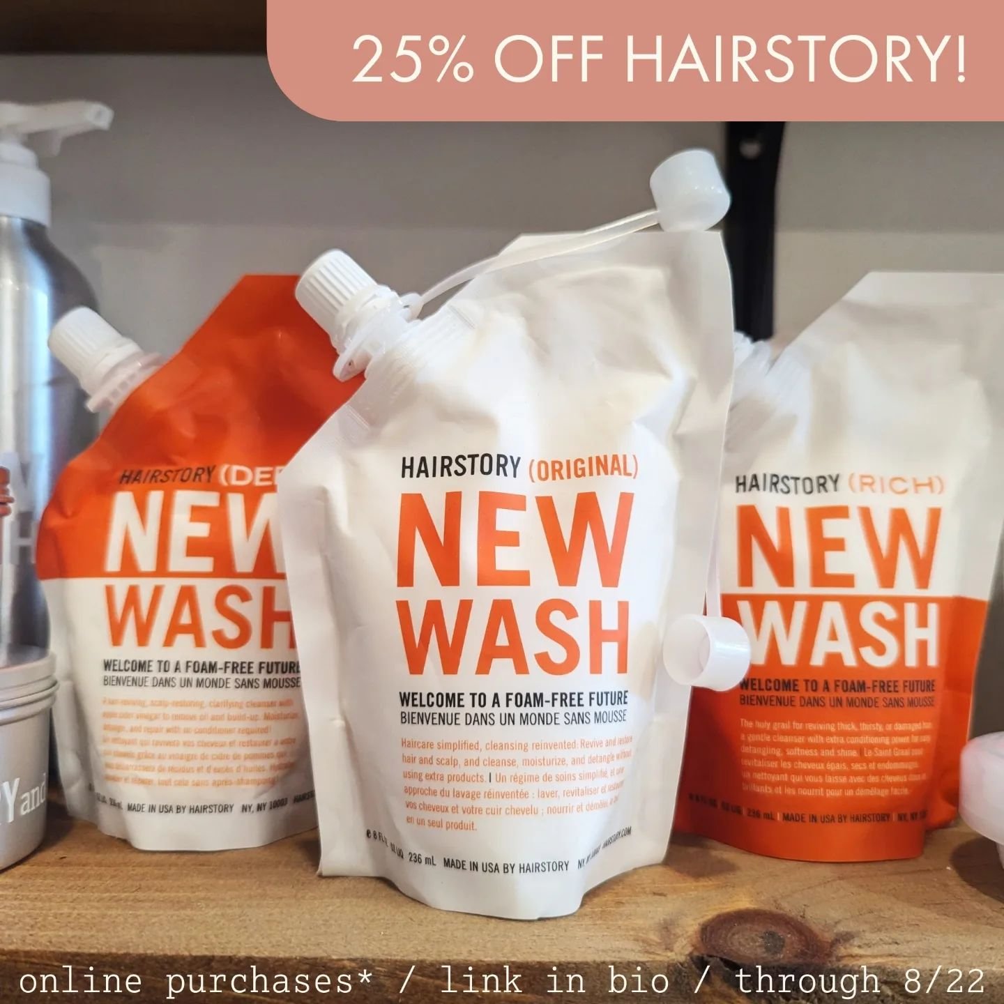 If you've been in to see us, you already know about one of our original loves @hairstorystudio 🧡

Our top three HS favs are;

✨ NEW WASH for non-stripping, creamy cleansing, scalp balancing, increased hydration and flexibility (hello waves!)

✨ HAIR