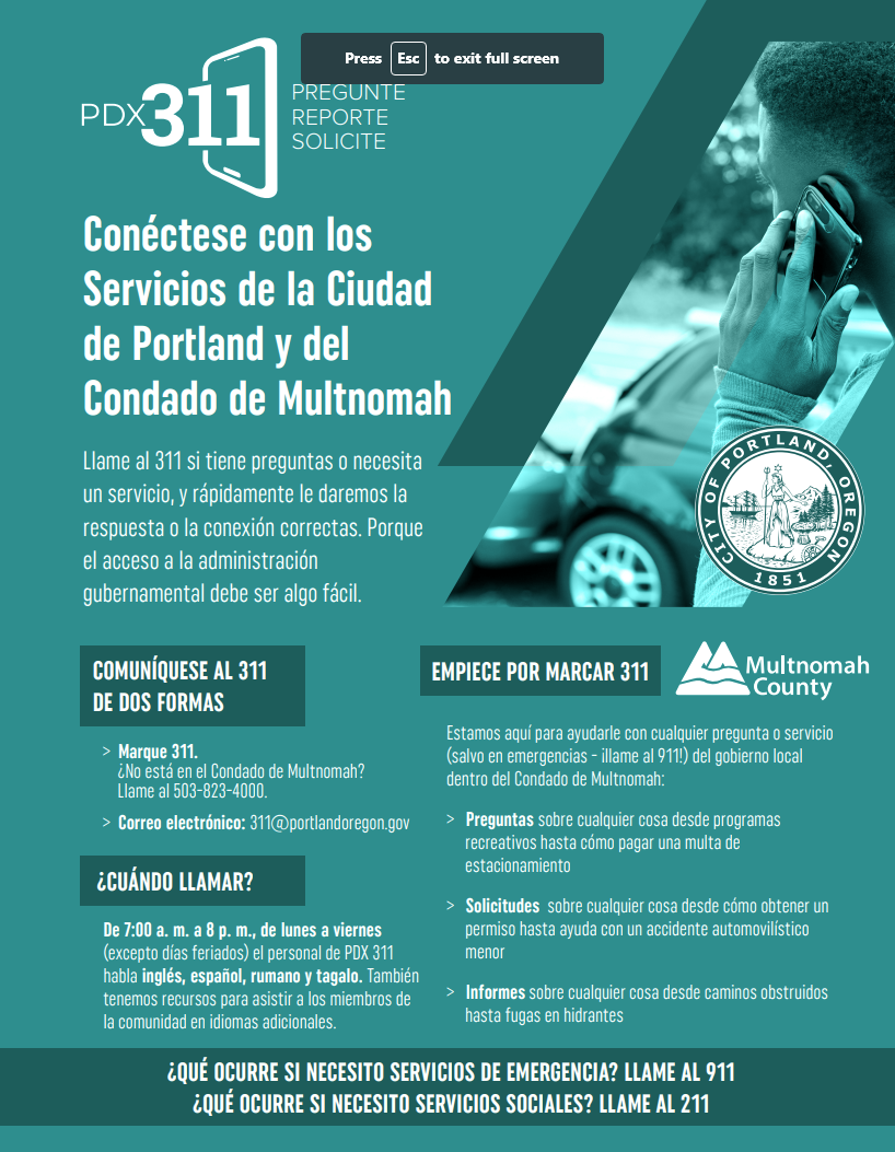 Connect to services with PDX 311 — Hacienda CDC