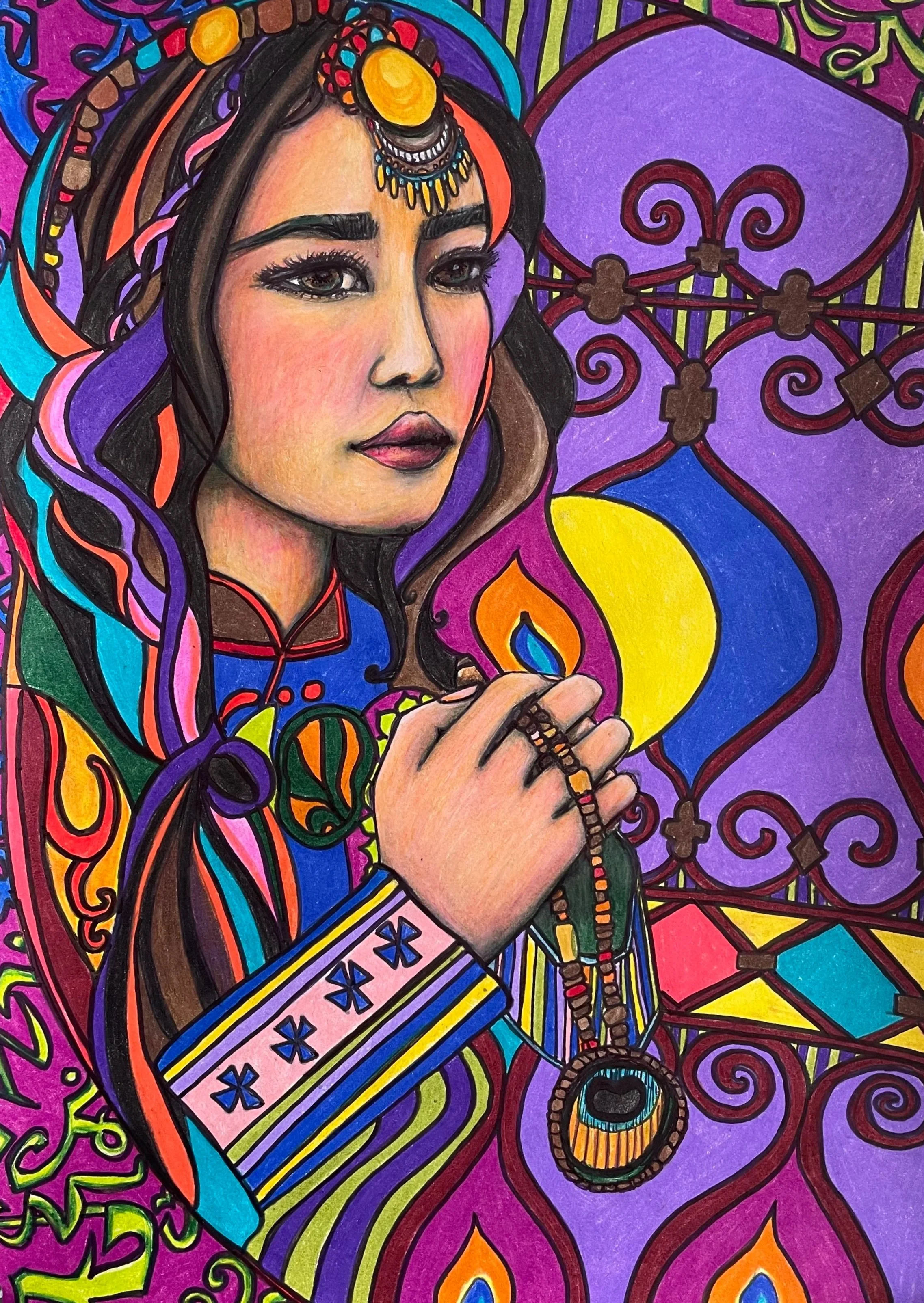 sharpie, color pencils