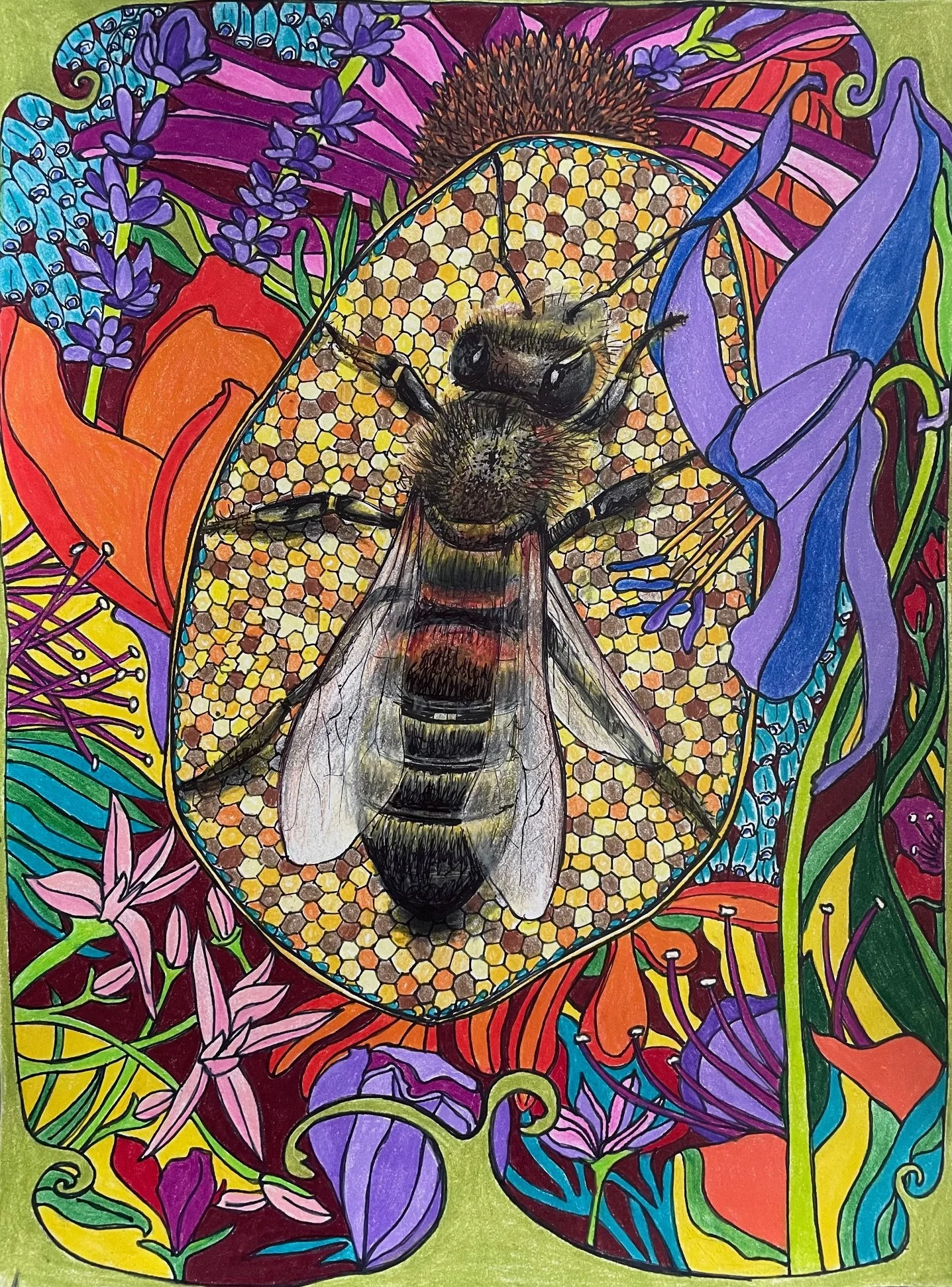 sharpie, color pencils