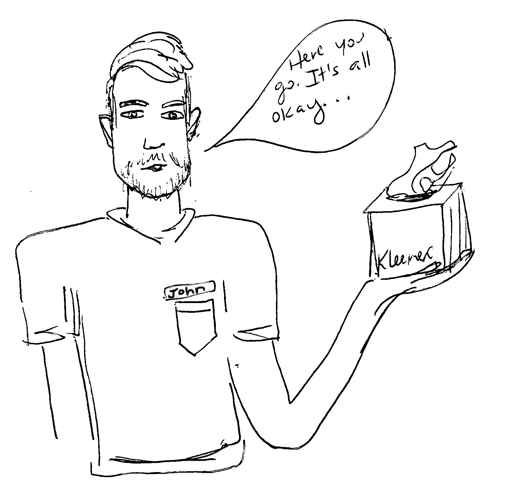 John at Hyundai trying to console me with a box of tissues