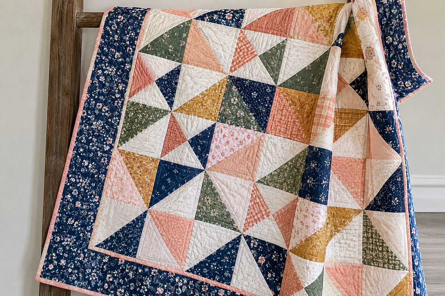 Quilt with geometric patterns