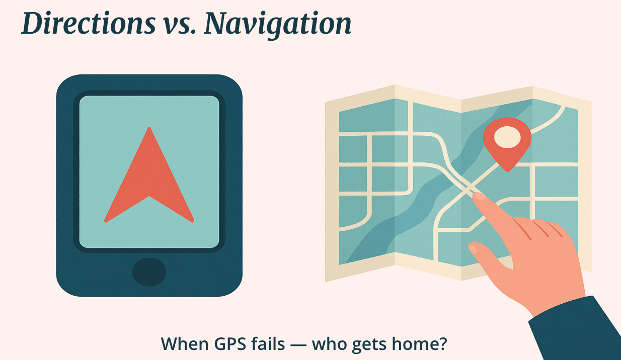 directions vs. navigation. When GPS fails - who gets home?