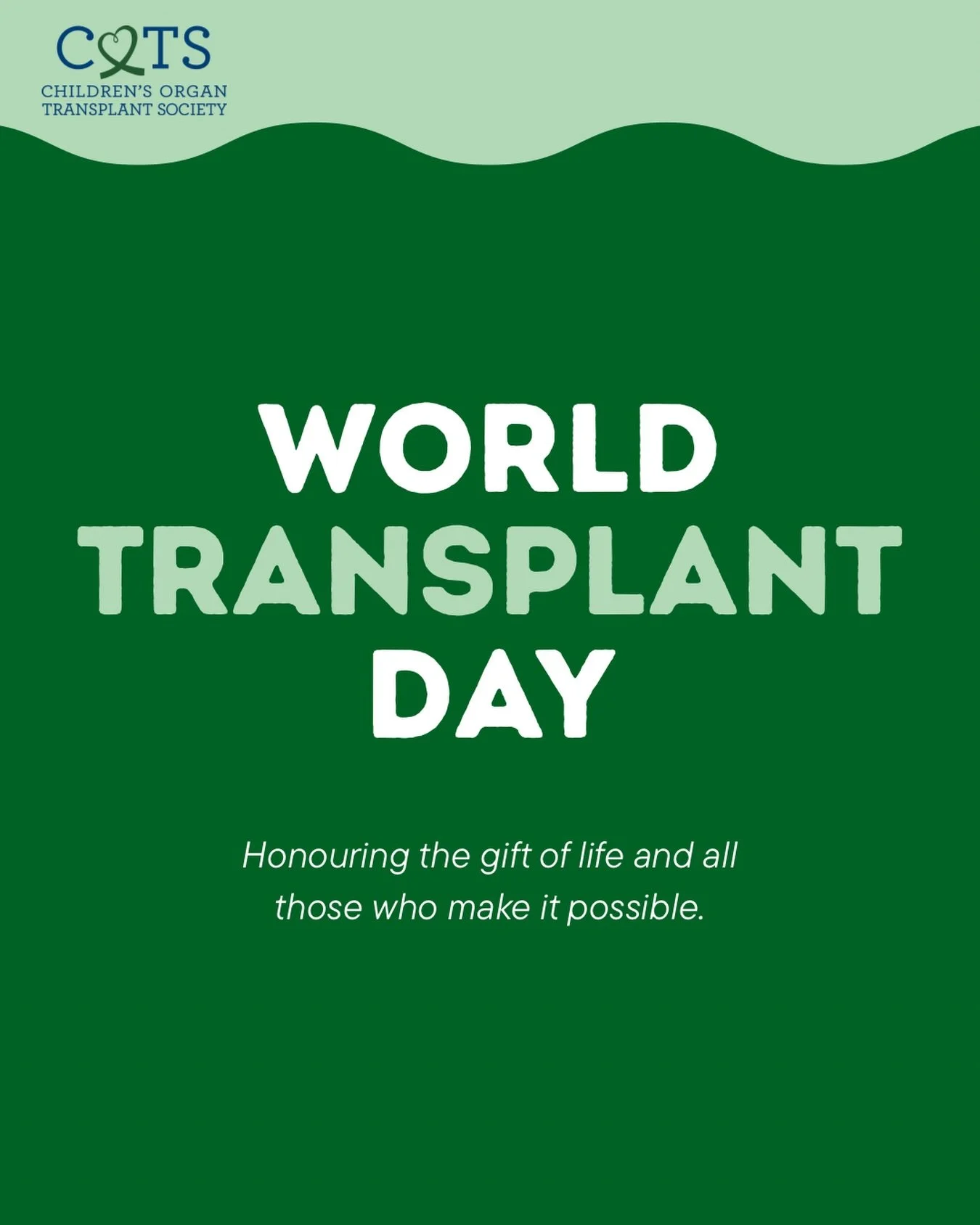 Happy World Transplant Day! 💚

Today, we honour the:
🪽 Generous donors who make the gift of life possible 
🩺 Courageous recipients who embark on a lifelong transplant journey 
☀️ Family and friends who are forever changed by organ donation
🏥 Dedi