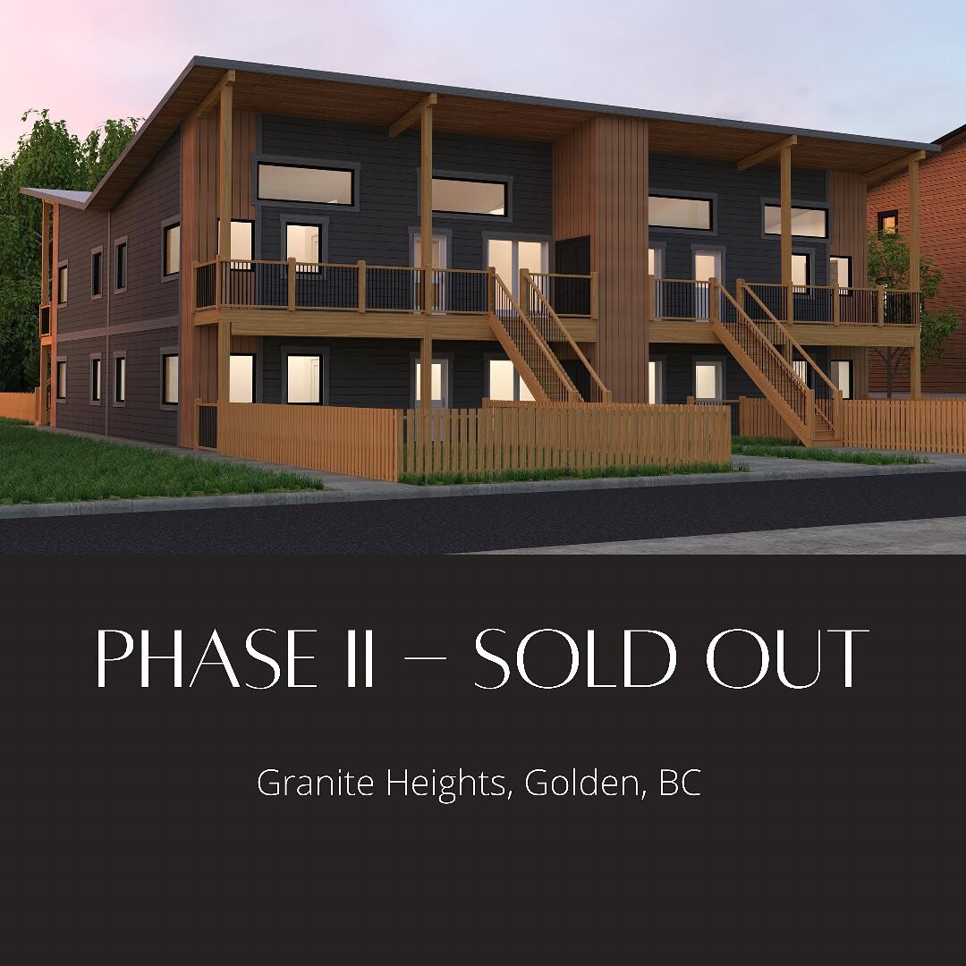 Phase Two, Granite Heights is sold out!
Congratulations to the buyers of these units. 
Keep watch for progress updates and for information on Phase 3! 
&bull;
#goldenbc #graniteheightsgolden #luxuryliving #mountainlife #mountaintownliving