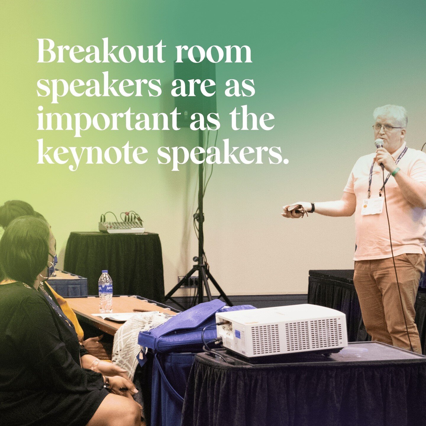 Team ELE goes above and beyond to ensure that all speakers at our events are comfortable and have everything they need to give a great presentation. We believe that every speaker, whether they're the keynote or breakout room speaker, is important and