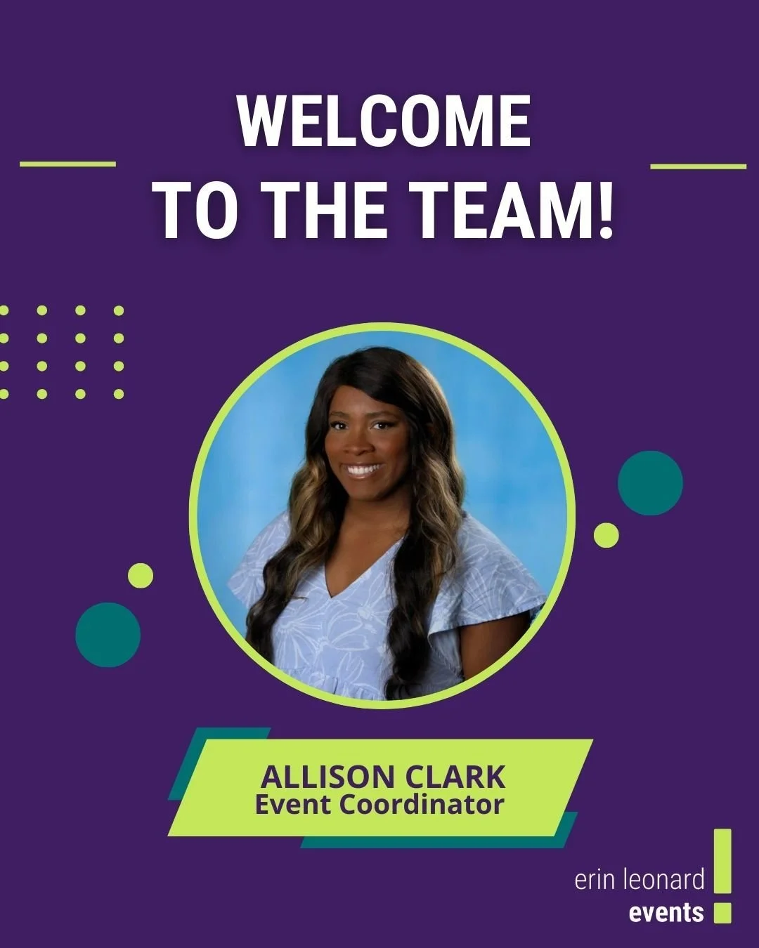Our team is growing! We&rsquo;re excited to welcome Allison Clark as an Event Coordinator at Erin Leonard Events.

With 6+ years of international event operations experience and a sharp eye for logistics, she&rsquo;s a fantastic addition to the team.