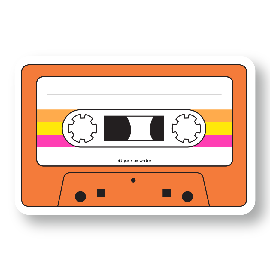 Cassette Tape Sticker — Quick Brown Fox Letterpress