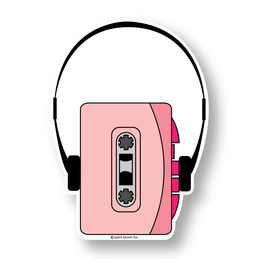 Headphones Sticker — Quick Brown Fox Letterpress
